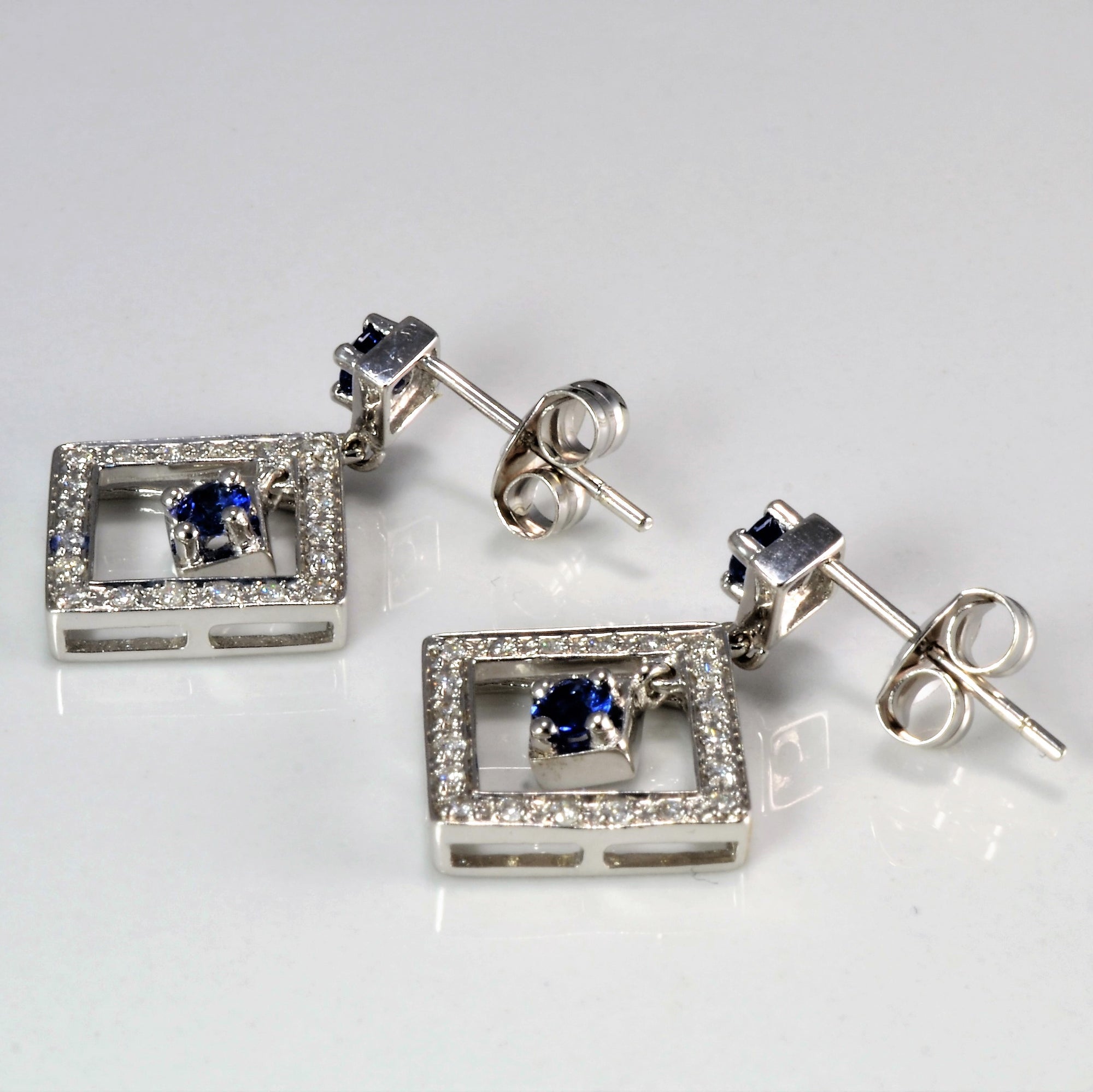 Sapphire & Diamond Dangle Earrings | 0.23 ctw |