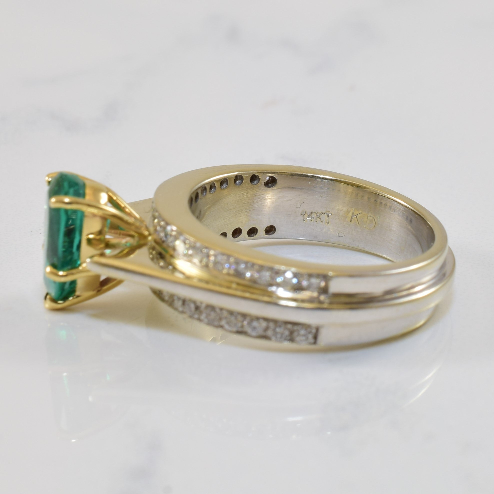 Bague de fiançailles émeraude et diamants | 1,25 ct, 0,46 ct au total | Taille 6,5 | 