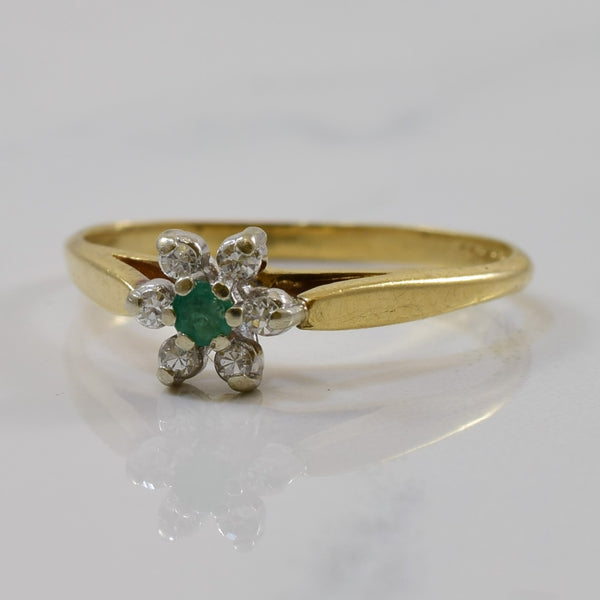 Emerald & Diamond Floral Ring | 0.03ct, 0.06ctw | SZ 6 |
