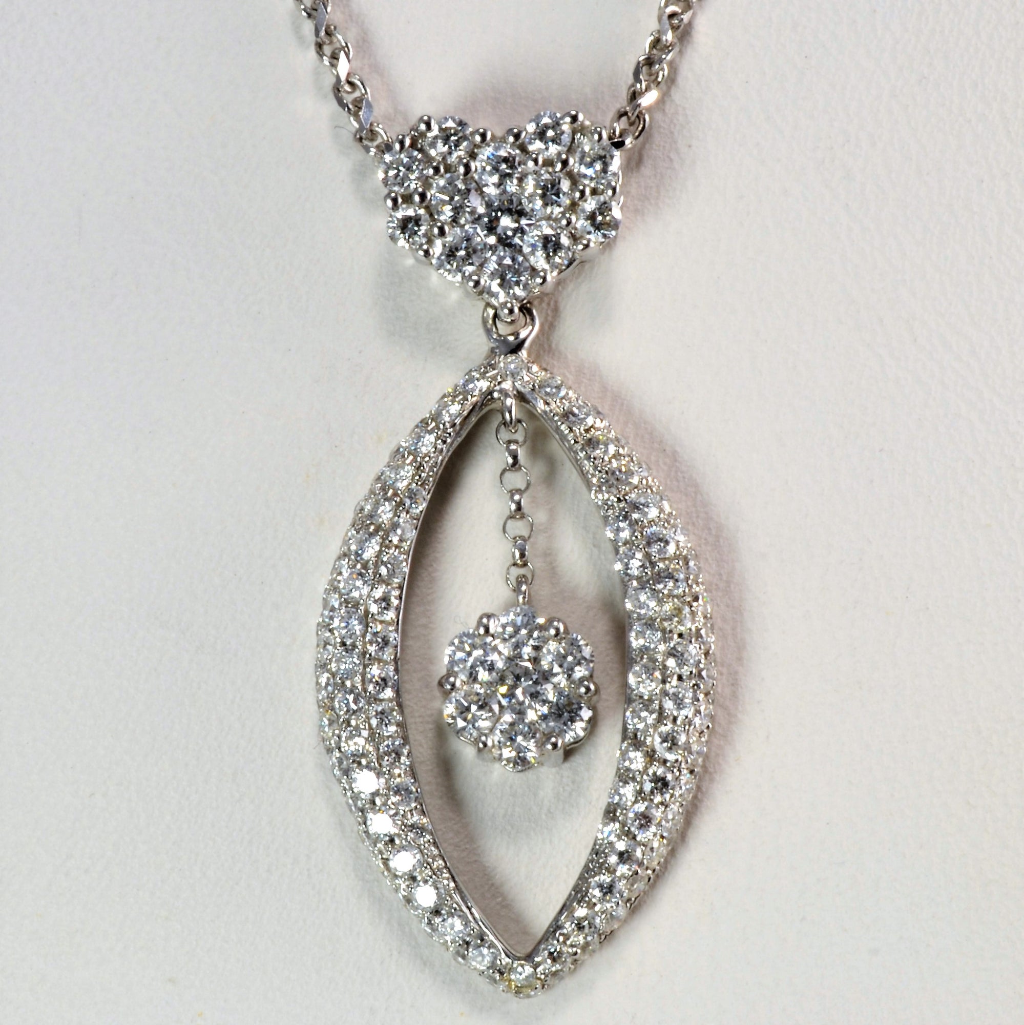 Cluster Diamond Dangle Pendant Necklace | 1.64 tw, 16''|