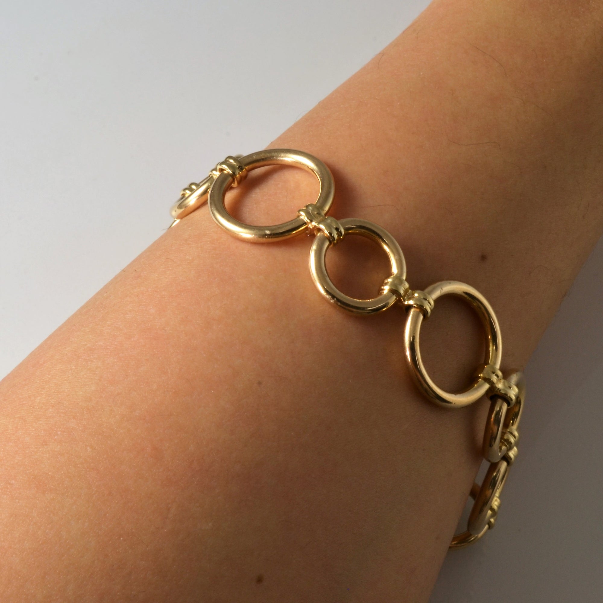 9k Yellow Gold Ring & Connector Gold Chain Bracelet | 7