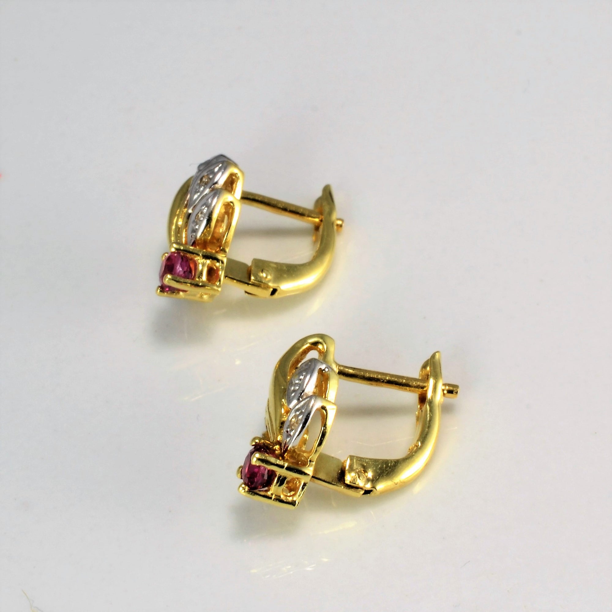 Ruby & Diamond Floral Clip Earrings | 0.03 ctw |