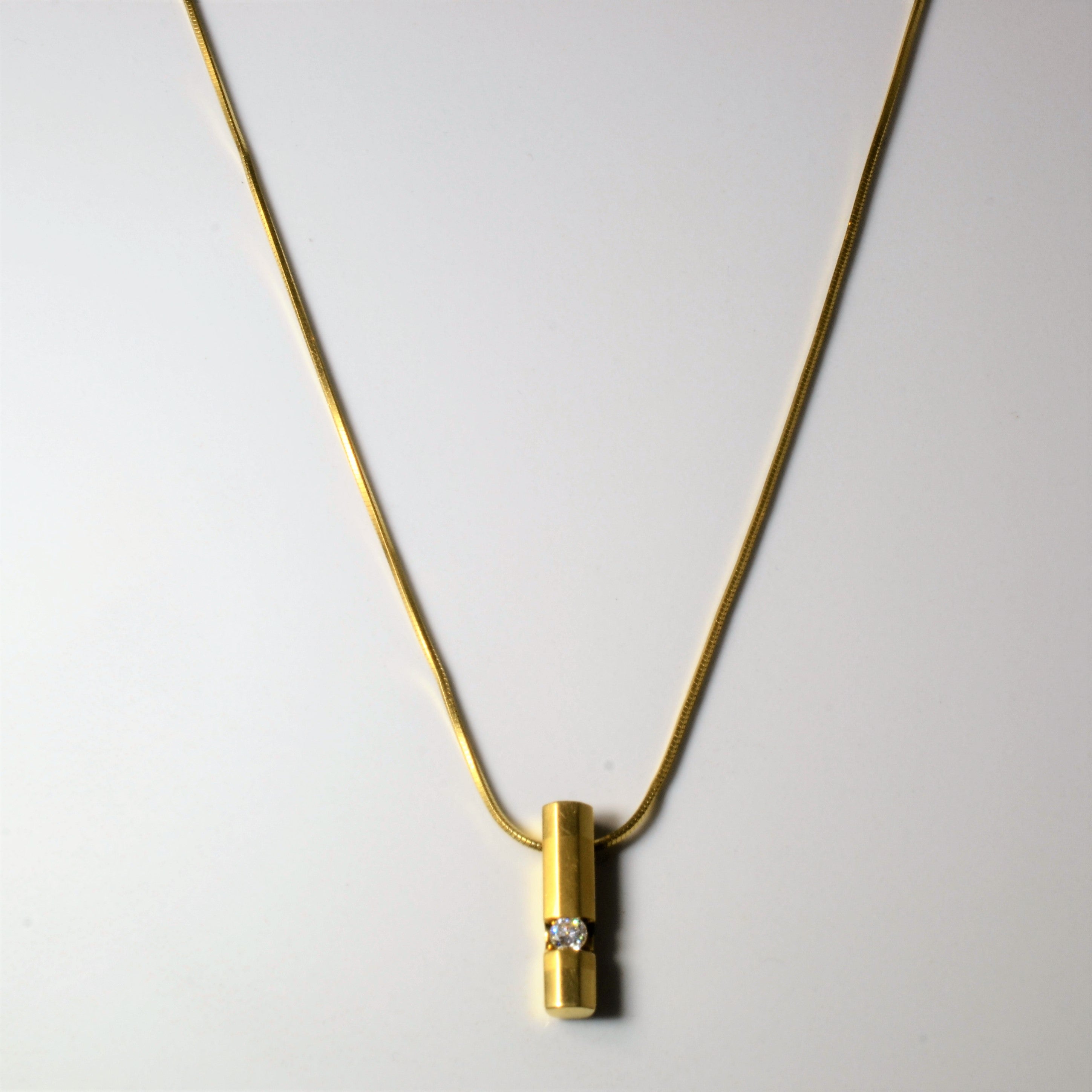 Solitaire Diamond Stick Necklace | 0.14ct | 18"|