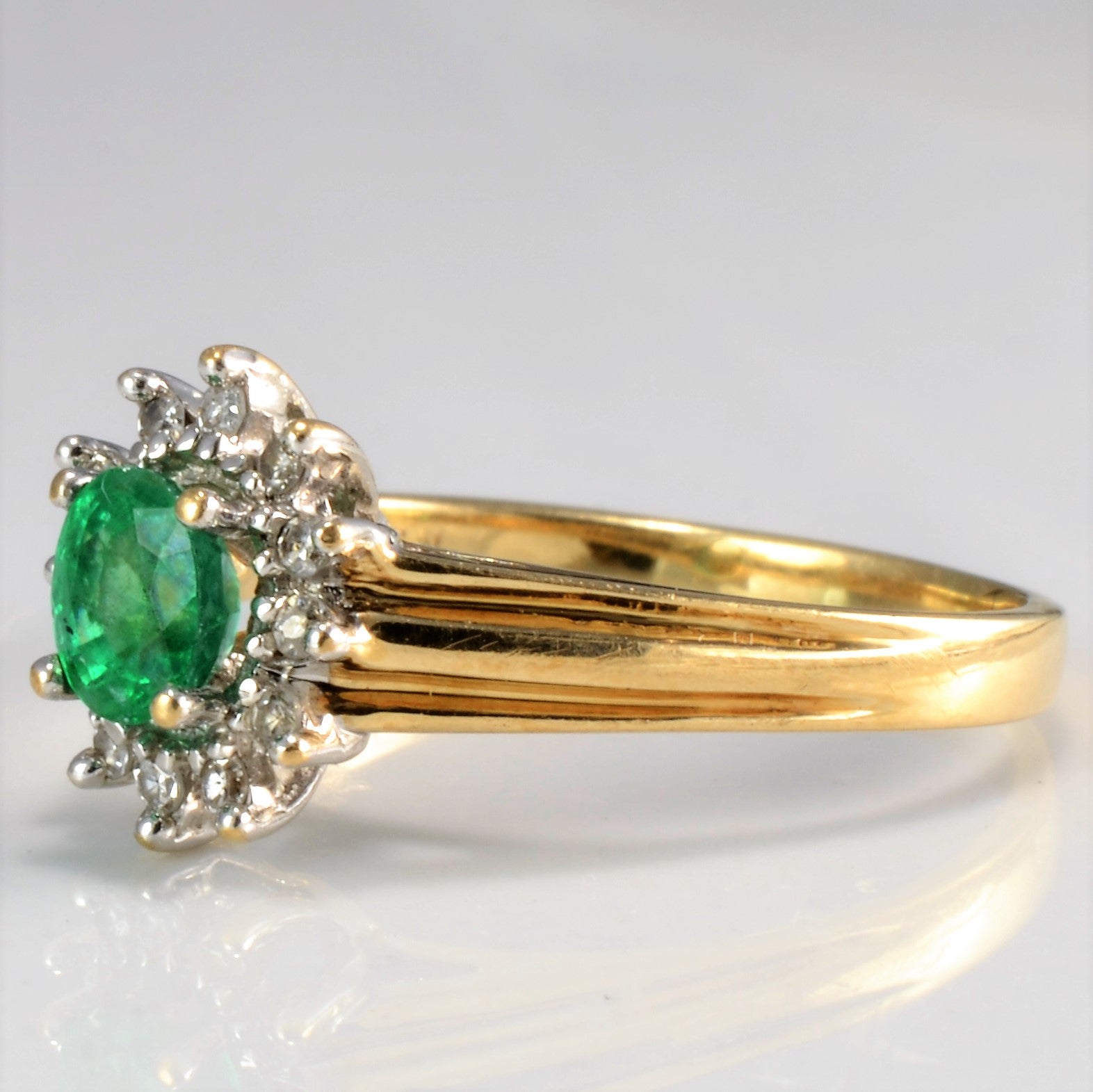 Emerald and Diamond Cocktail Ring | 0.10 ctw, SZ 6.75 |