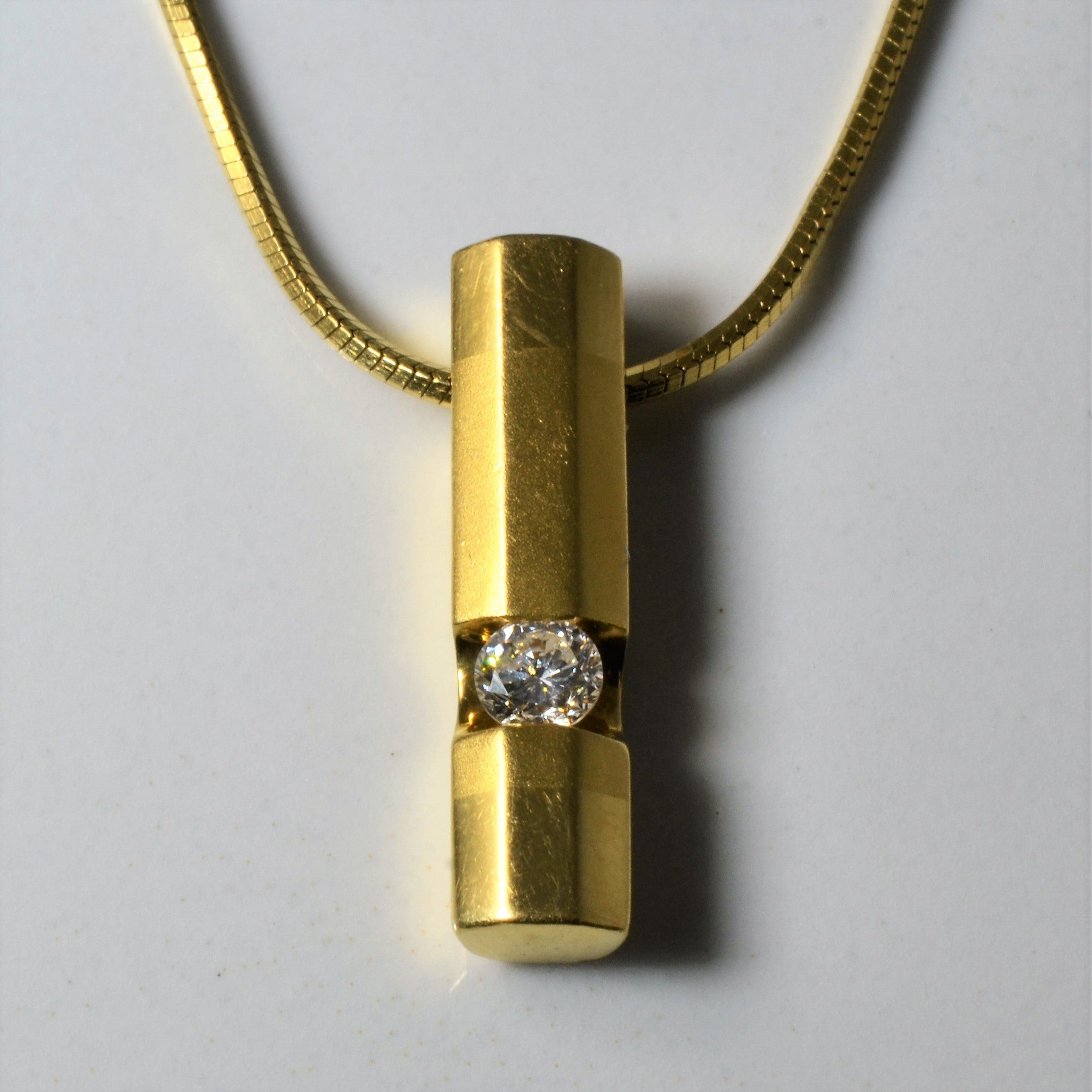 Solitaire Diamond Stick Necklace | 0.14ct | 18"|