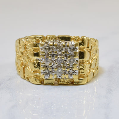 Diamond Grid Textured Ring | 0.36ctw | SZ 10 |