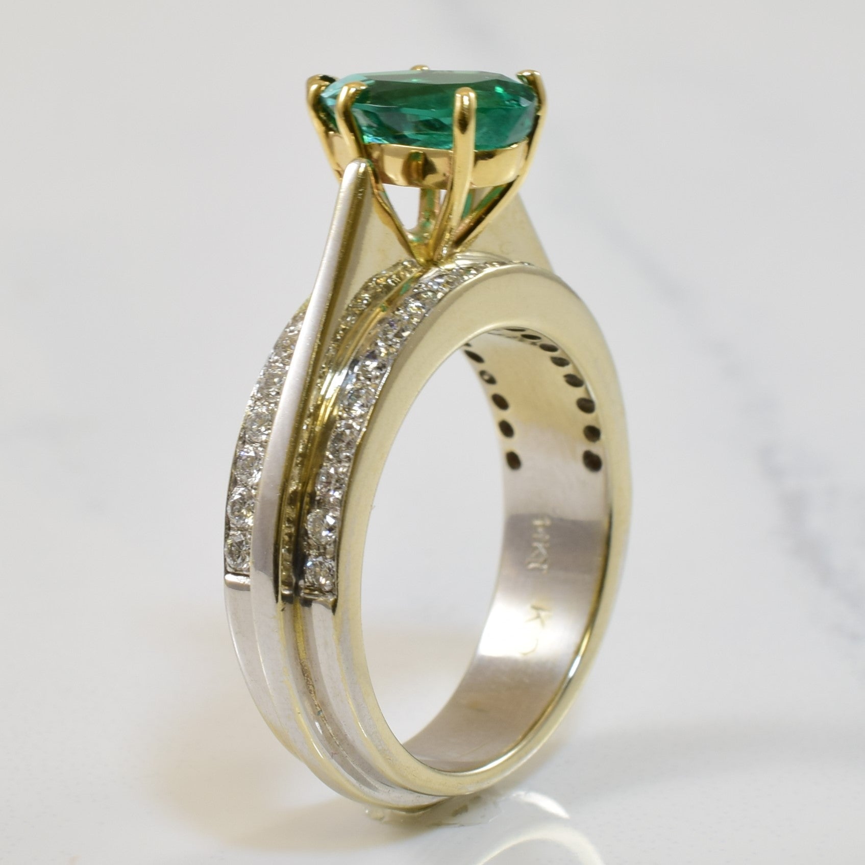 Emerald & Diamond Engagement Ring | 1.25ct, 0.46ctw | SZ 6.5 |