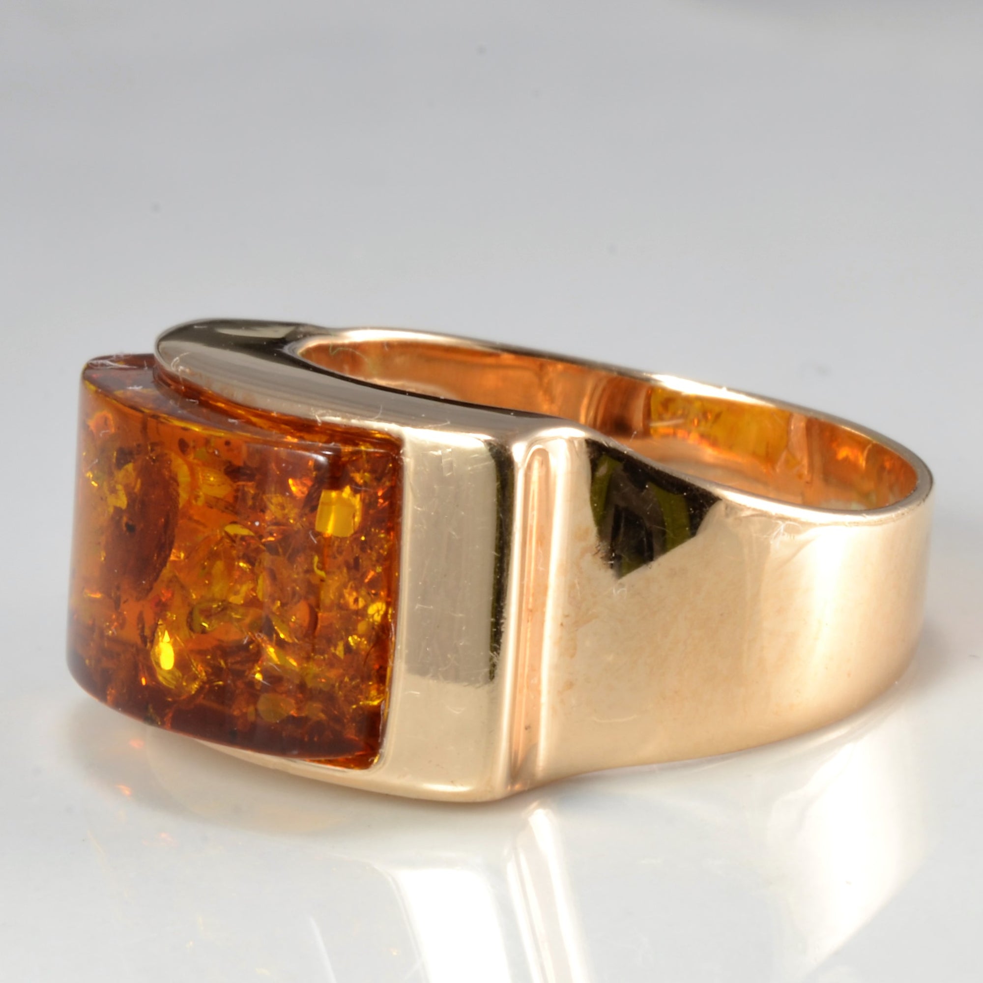 Amber Wide Gold Ring | SZ 6.75 |