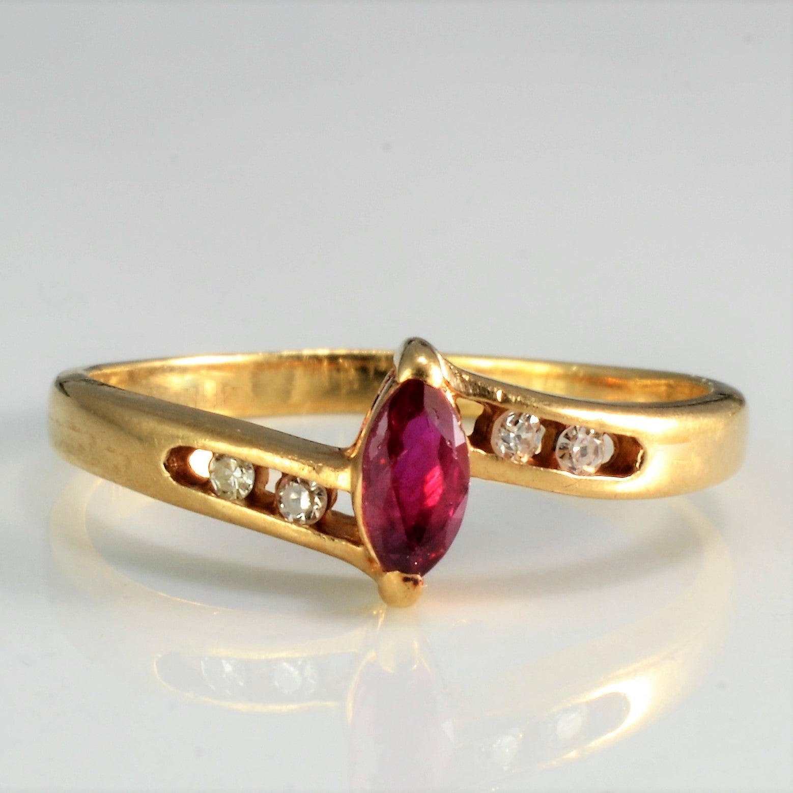 Bypass Ruby & Diamond Petite Ring | 0.04 ctw, SZ 4.25 |