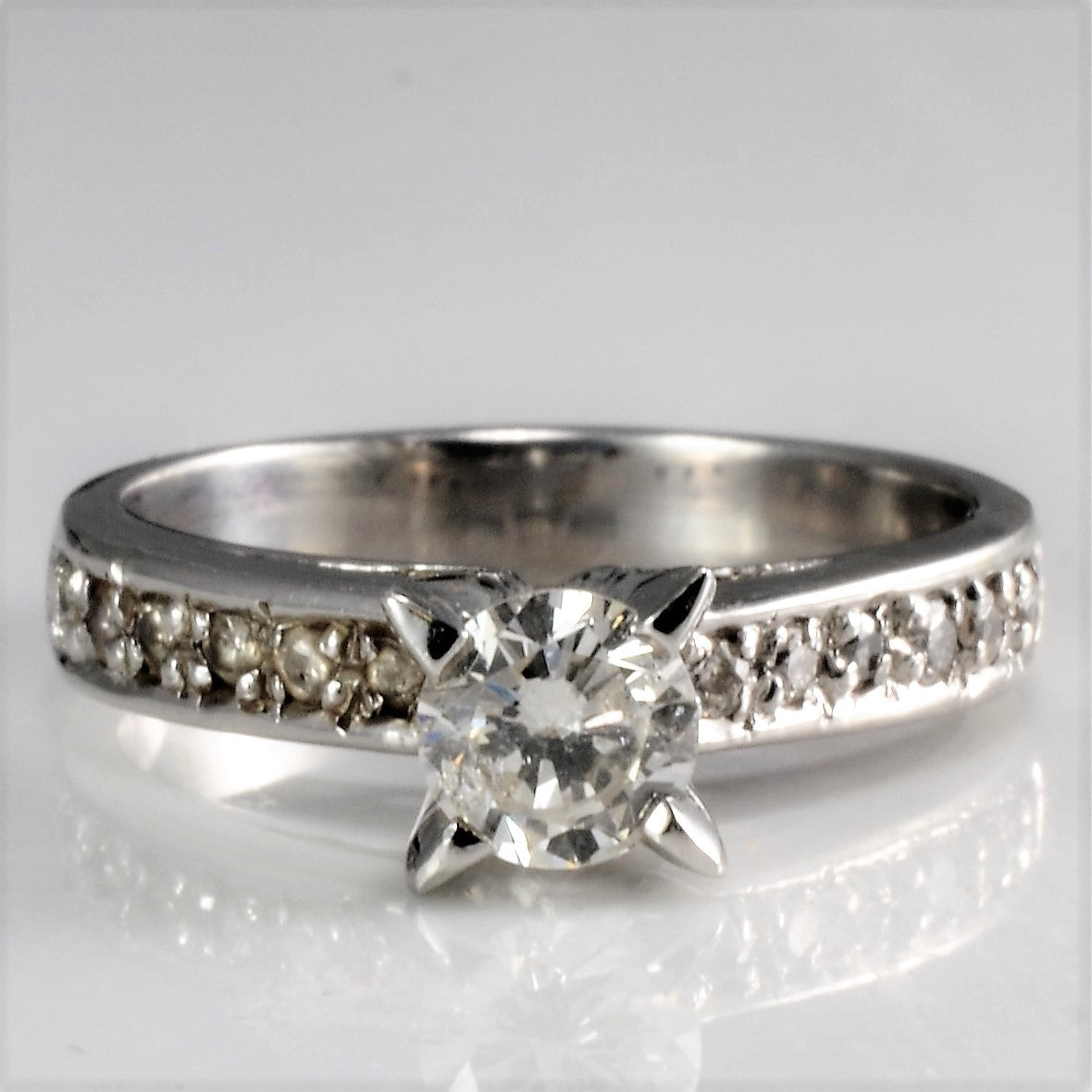 Classic Sidestone Diamond Engagement Ring | 0.48 ctw, SZ 4.5 |