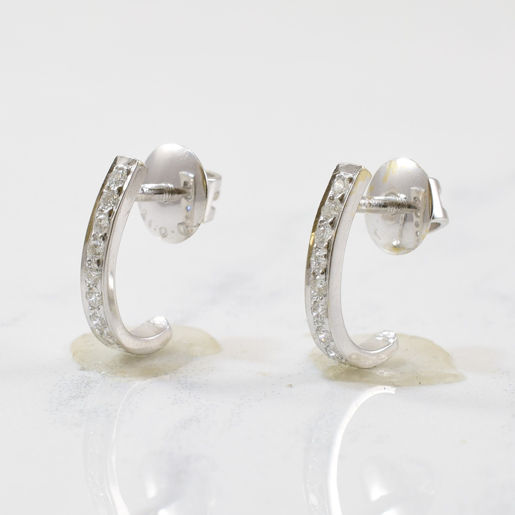 Diamond Half Hoop Stud Earrings | 0.18ctw |