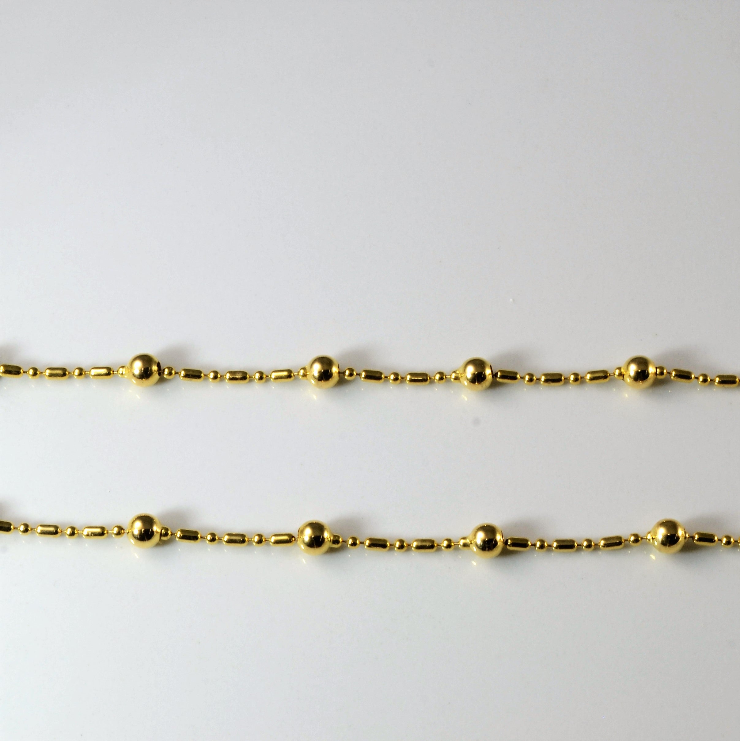 Yellow Gold Beaded Chain & Bracelet Set | 18" | 7" |