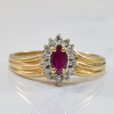 Marquise Ruby & Diamond Halo Ring | 0.25ct, 0.07ctw | SZ 8 |