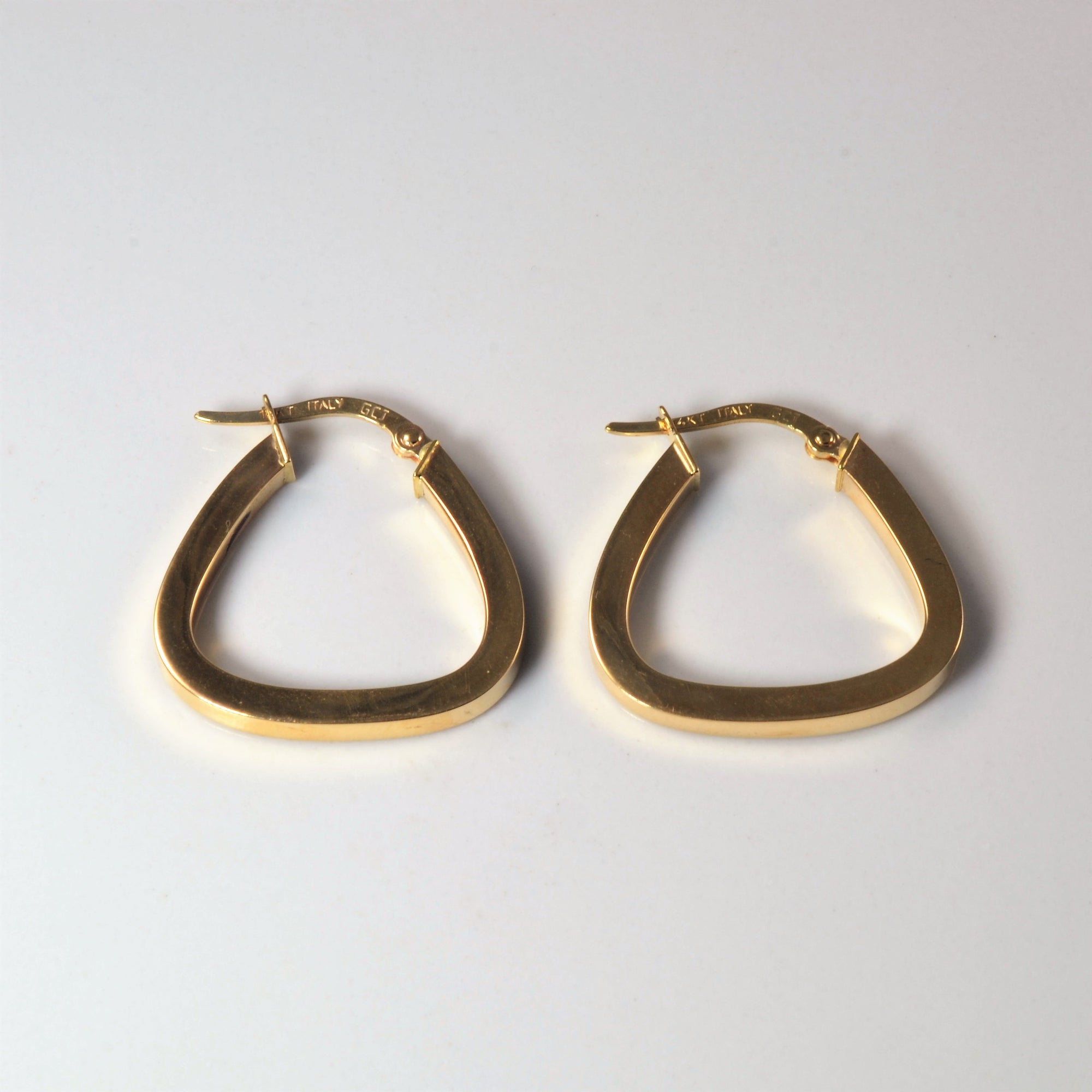 Yellow Gold Soft Square Hoop Earrings |