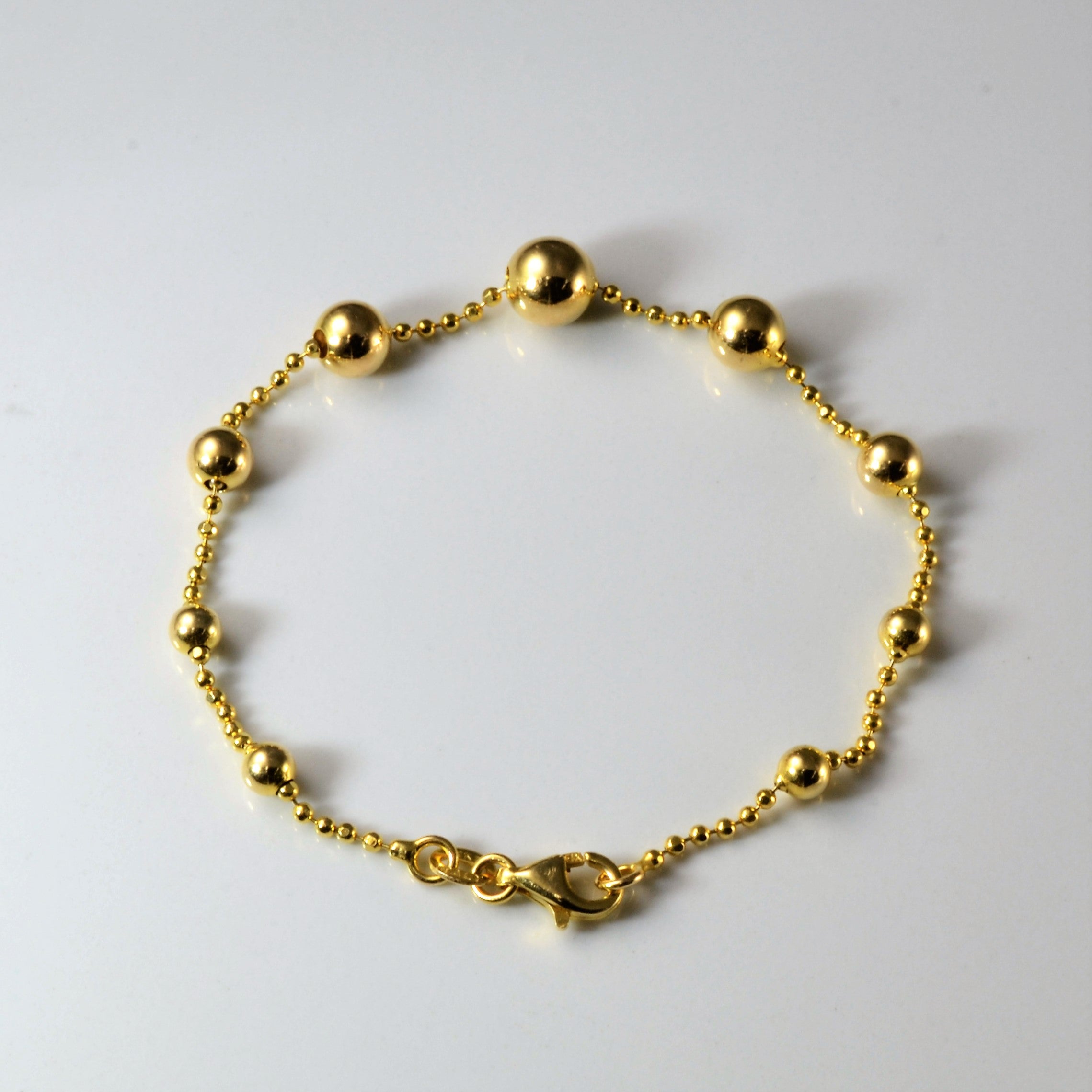 Yellow Gold Beaded Chain & Bracelet Set | 18" | 7" |