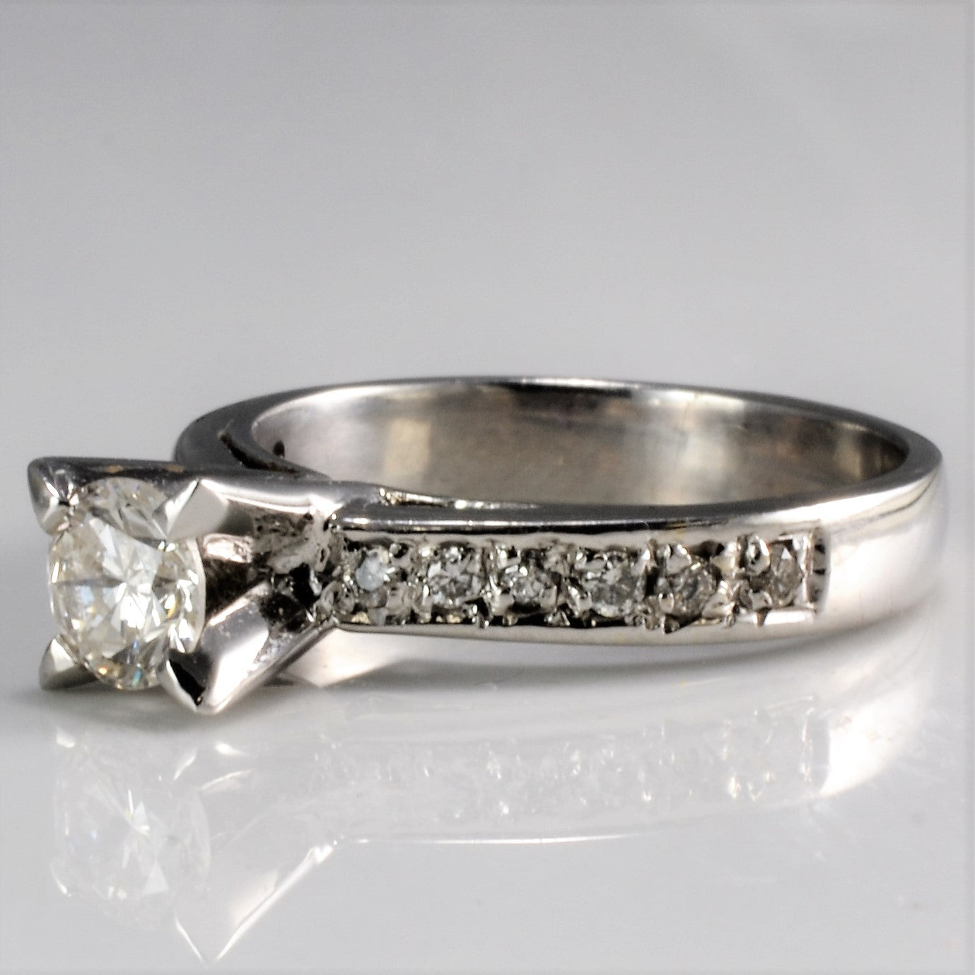 Classic Sidestone Diamond Engagement Ring | 0.48 ctw, SZ 4.5 |