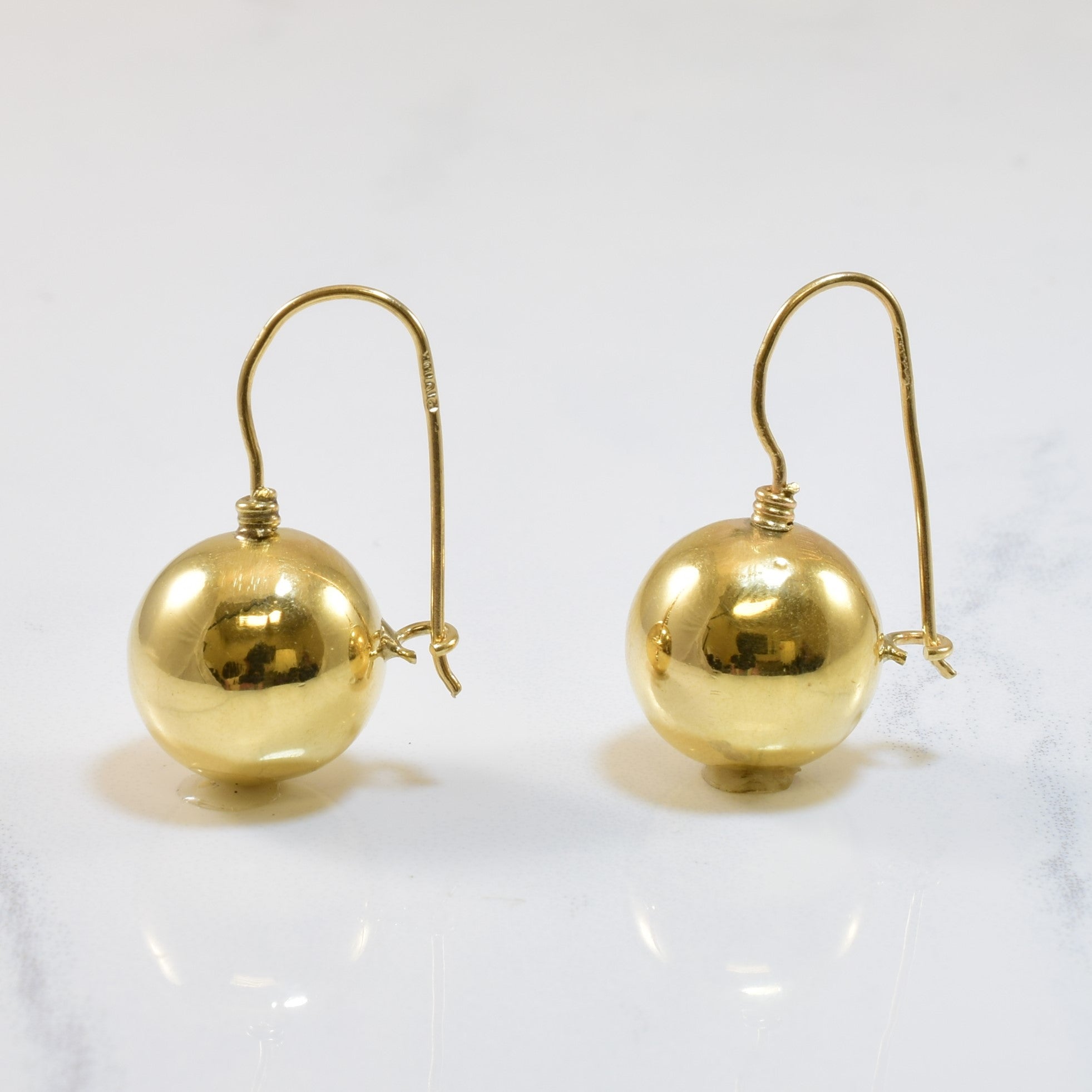 10k Yellow Gold Ball Drop Earrings |