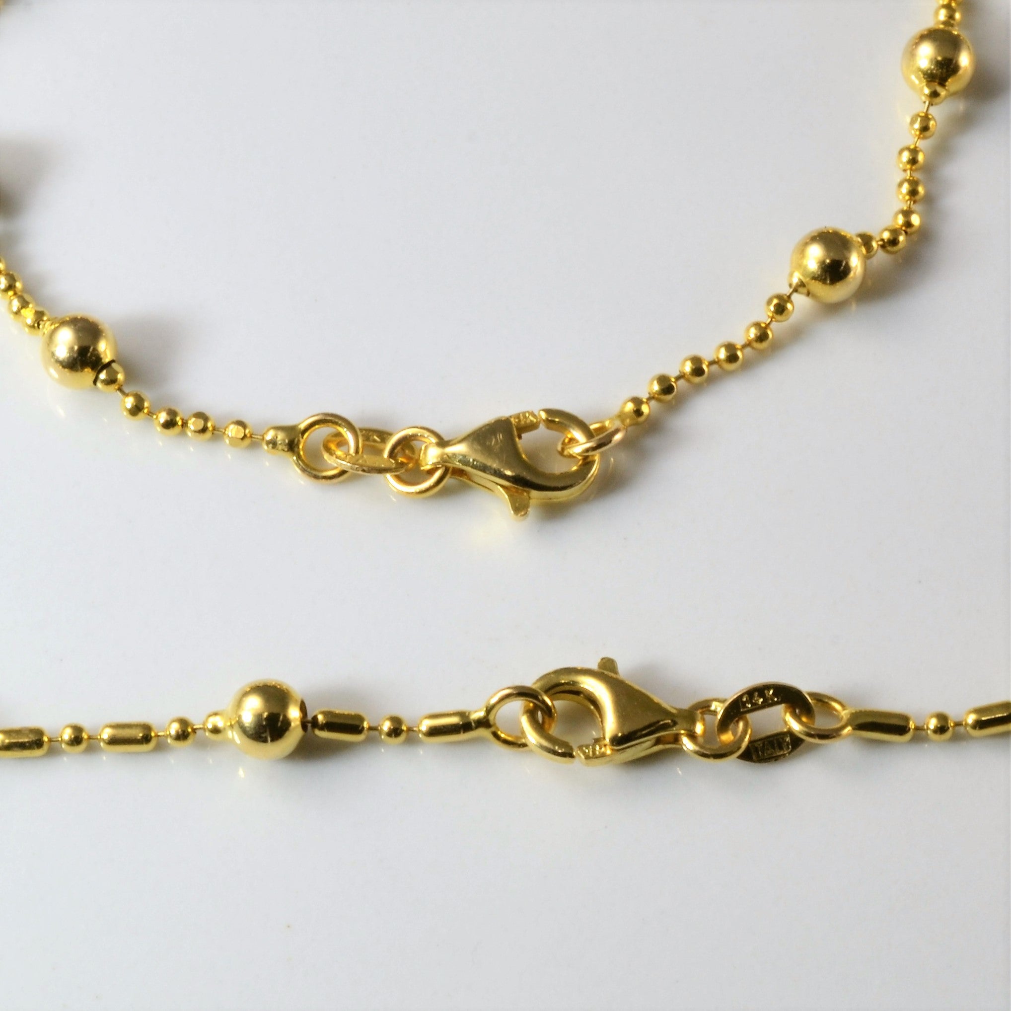 Yellow Gold Beaded Chain & Bracelet Set | 18" | 7" |