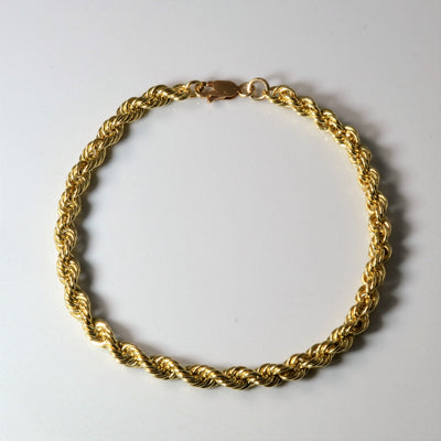 10k Yellow Gold Rope Chain Bracelet | 8