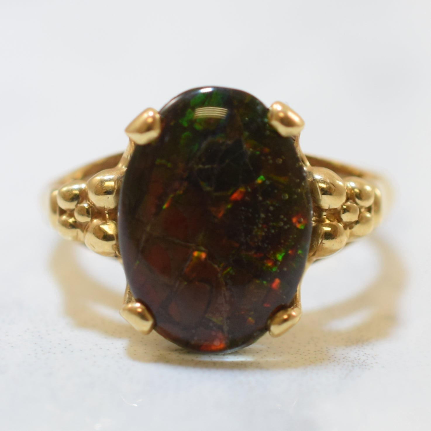 Solitaire Oval Ammolite Ring | 2.75ct | SZ 6.75 |