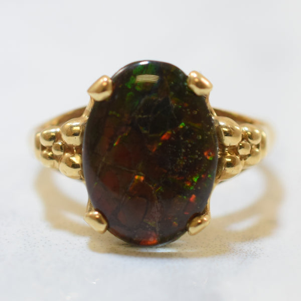 Solitaire Oval Ammolite Ring | 2.75ct | SZ 6.75 |