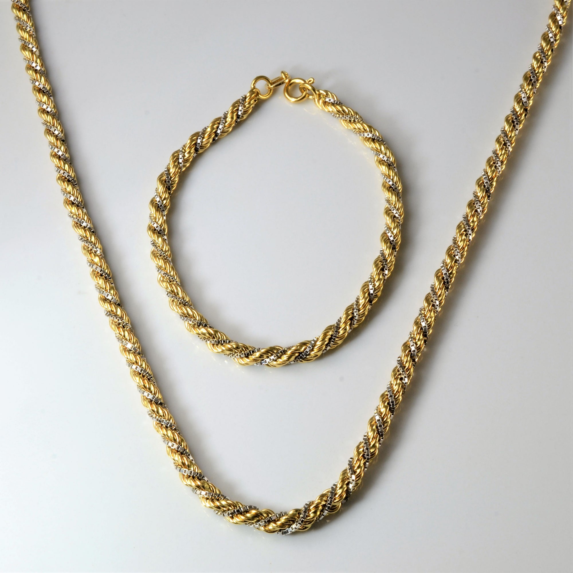 Gold rope chain hot sale and bracelet set