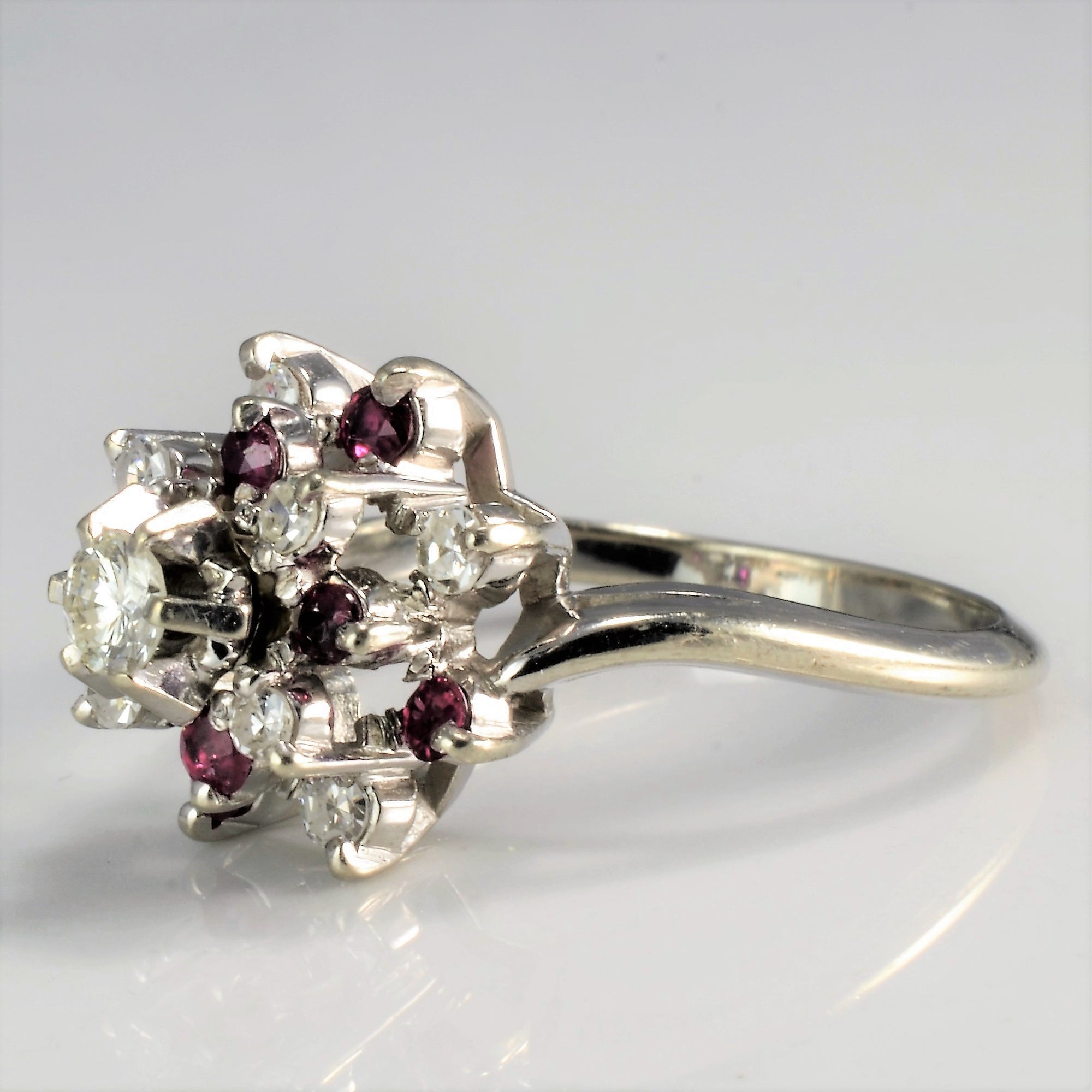 Cluster Diamond & Ruby Cocktail Ring | 0.26 ctw, SZ 6.25 |