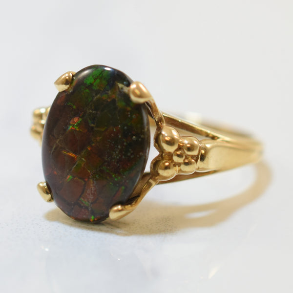 Solitaire Oval Ammolite Ring | 2.75ct | SZ 6.75 |