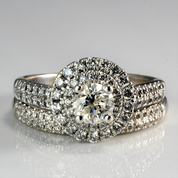 Halo Diamond Engagement Ring Set | 1.50 ctw, SZ 8 |