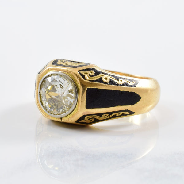 Victorian Era Enameled Diamond Ring Circa Early 1860s | 0.70 ct | SZ 5.25 |