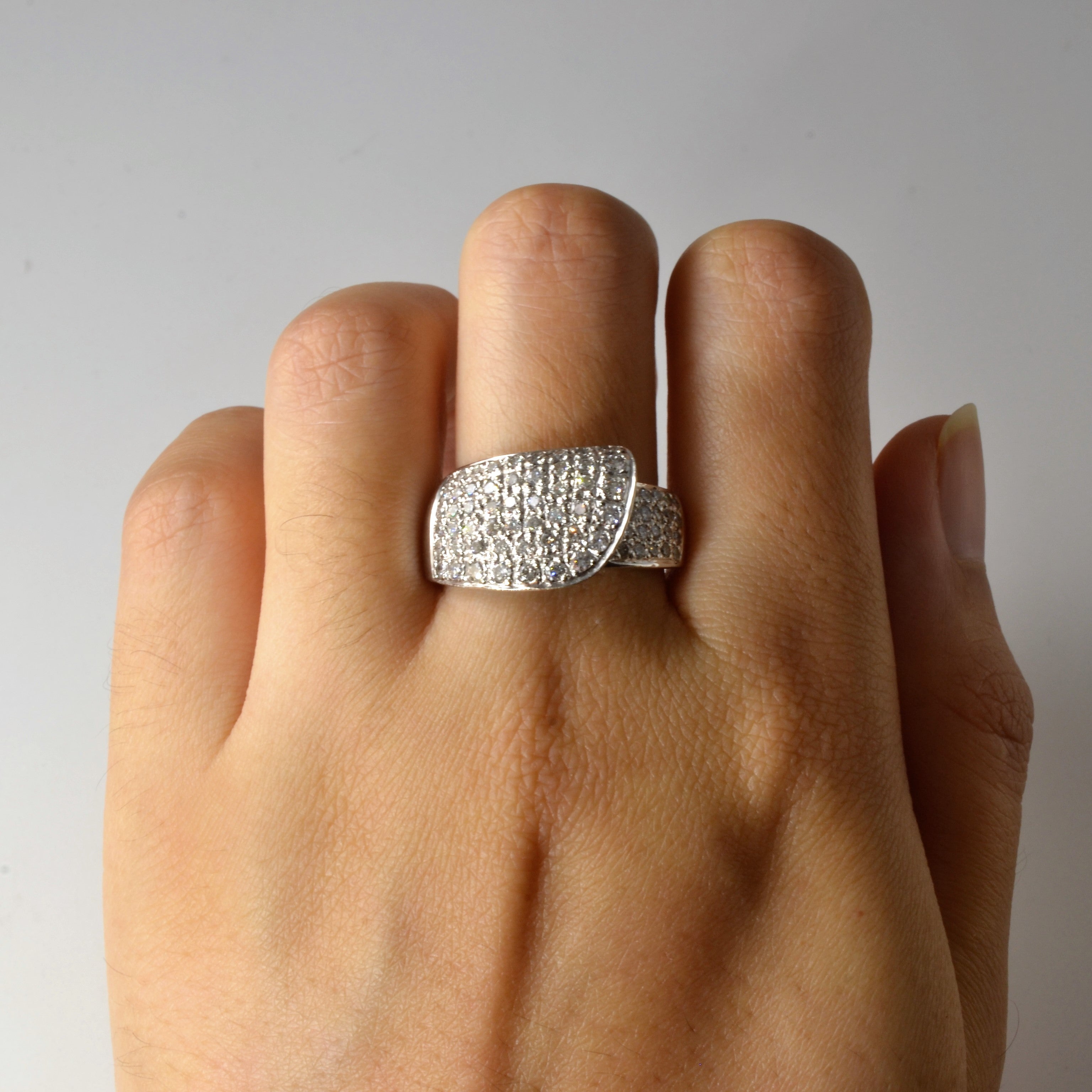Pave Diamond Bypass Ring | 0.78ctw | SZ 8.25 |