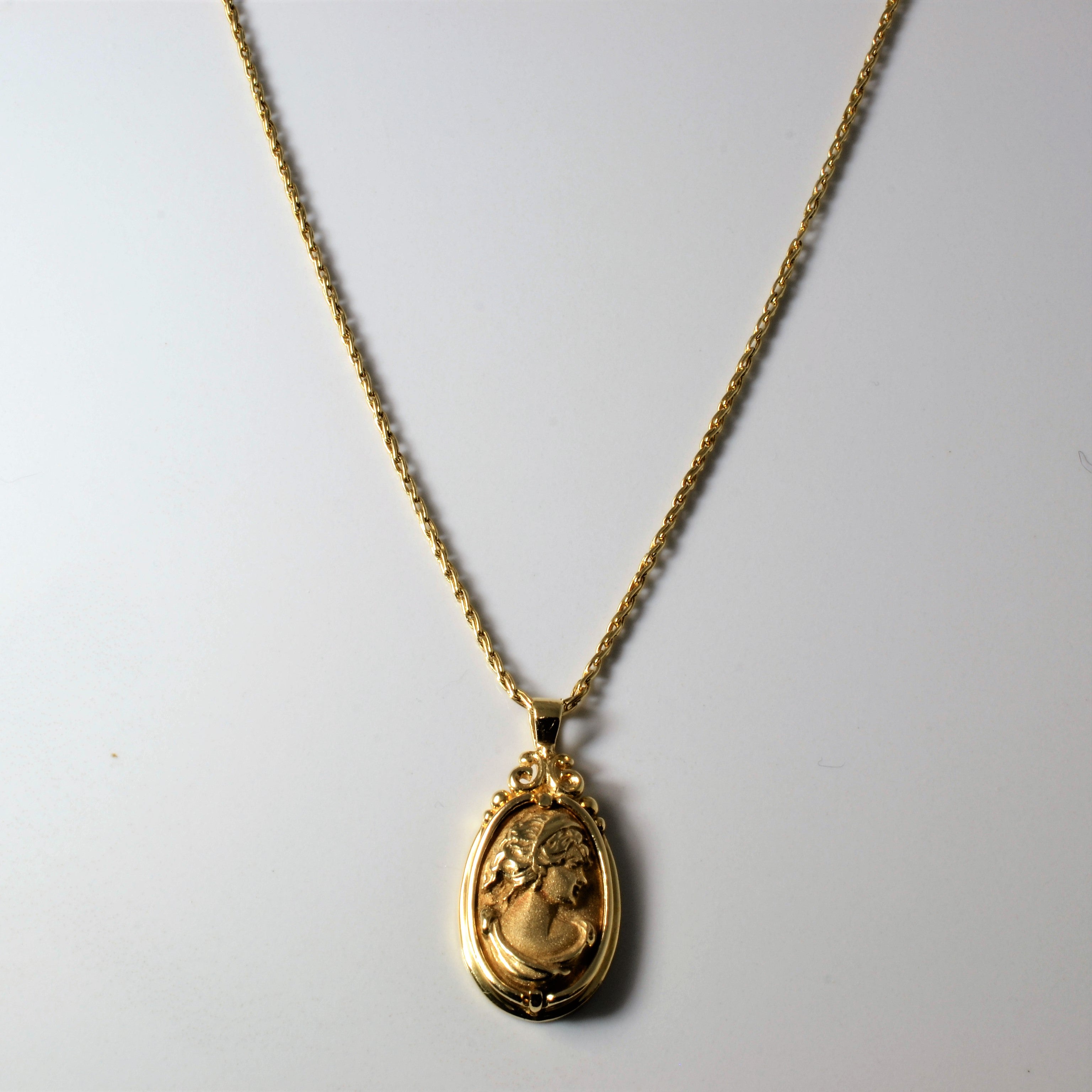 Yellow Gold Cameo Necklace | 20"|