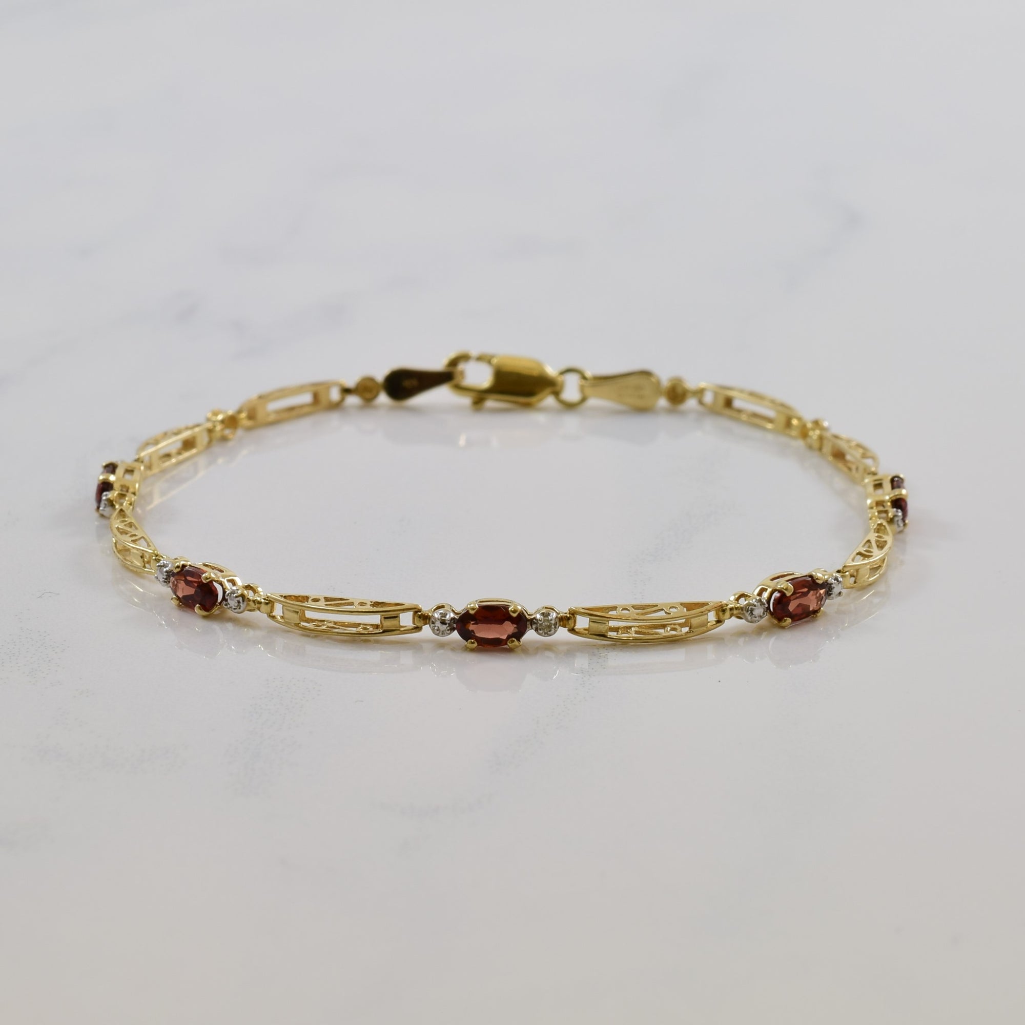 Garnet & Diamond Link Bracelet | 1.15ctw | 7