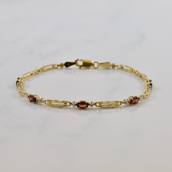 Garnet & Diamond Link Bracelet | 1.15ctw | 7