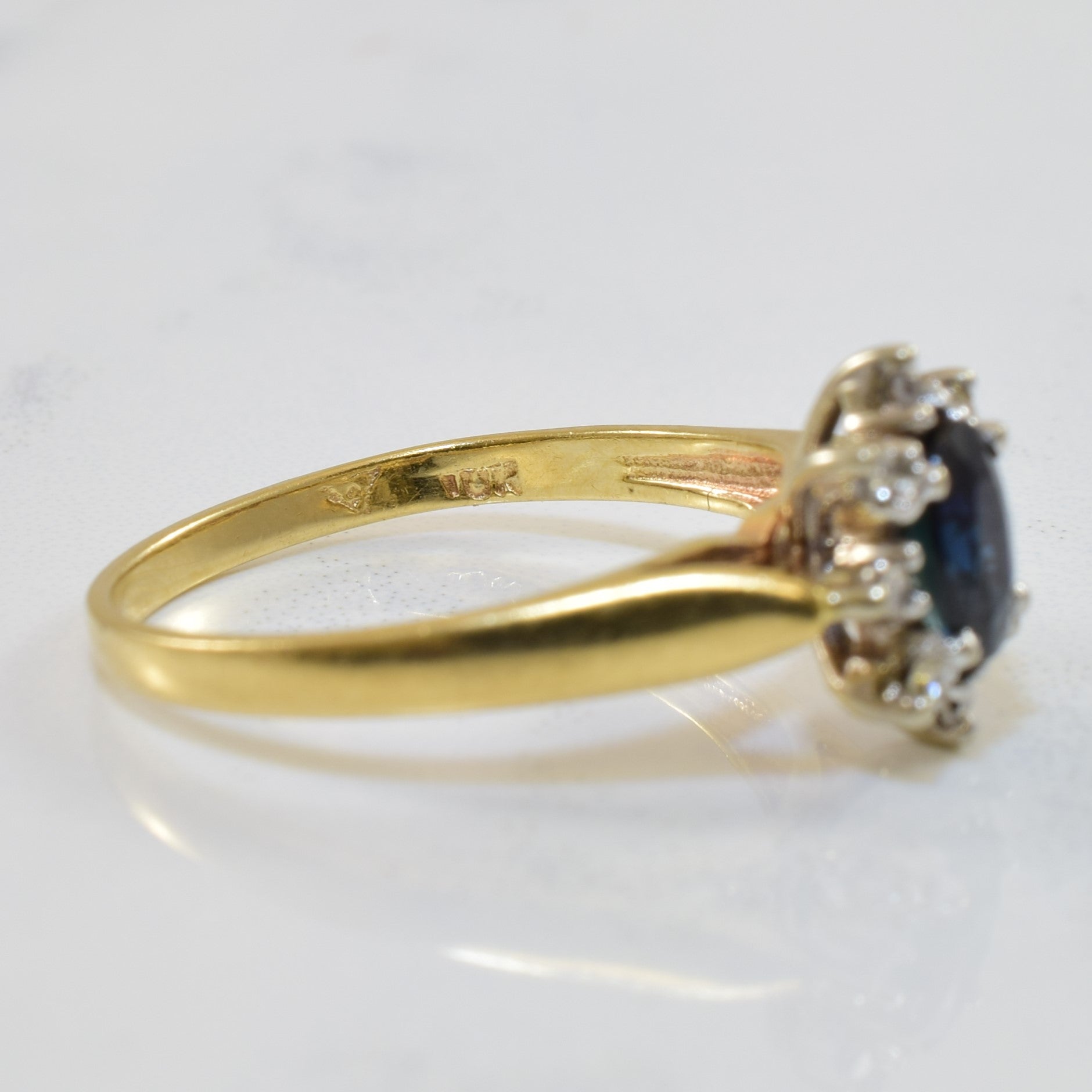 Sapphire & Diamond Halo Ring | 0.50ct, 0.06ctw | SZ 6.75 |