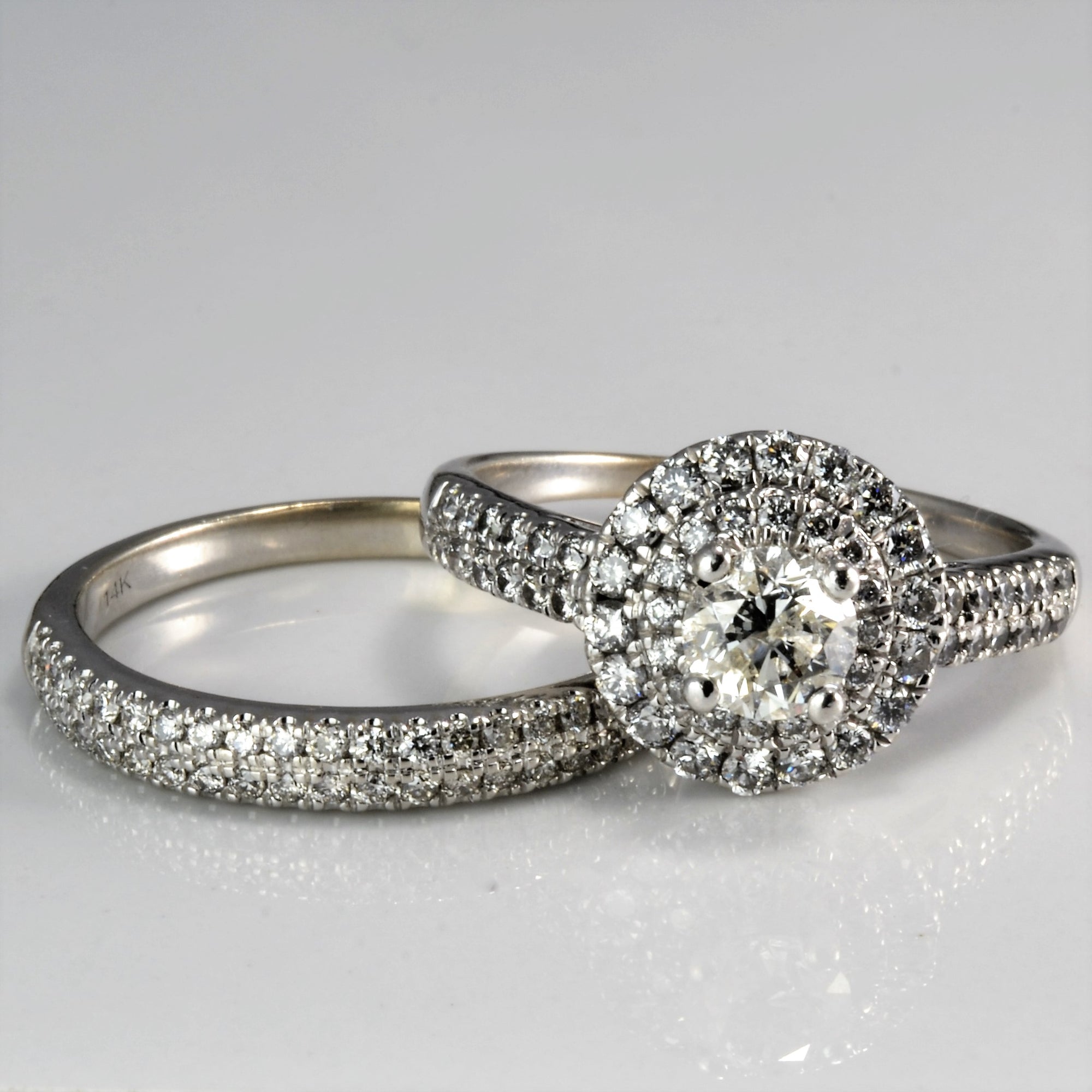 Halo Diamond Engagement Ring Set | 1.50 ctw, SZ 8 |