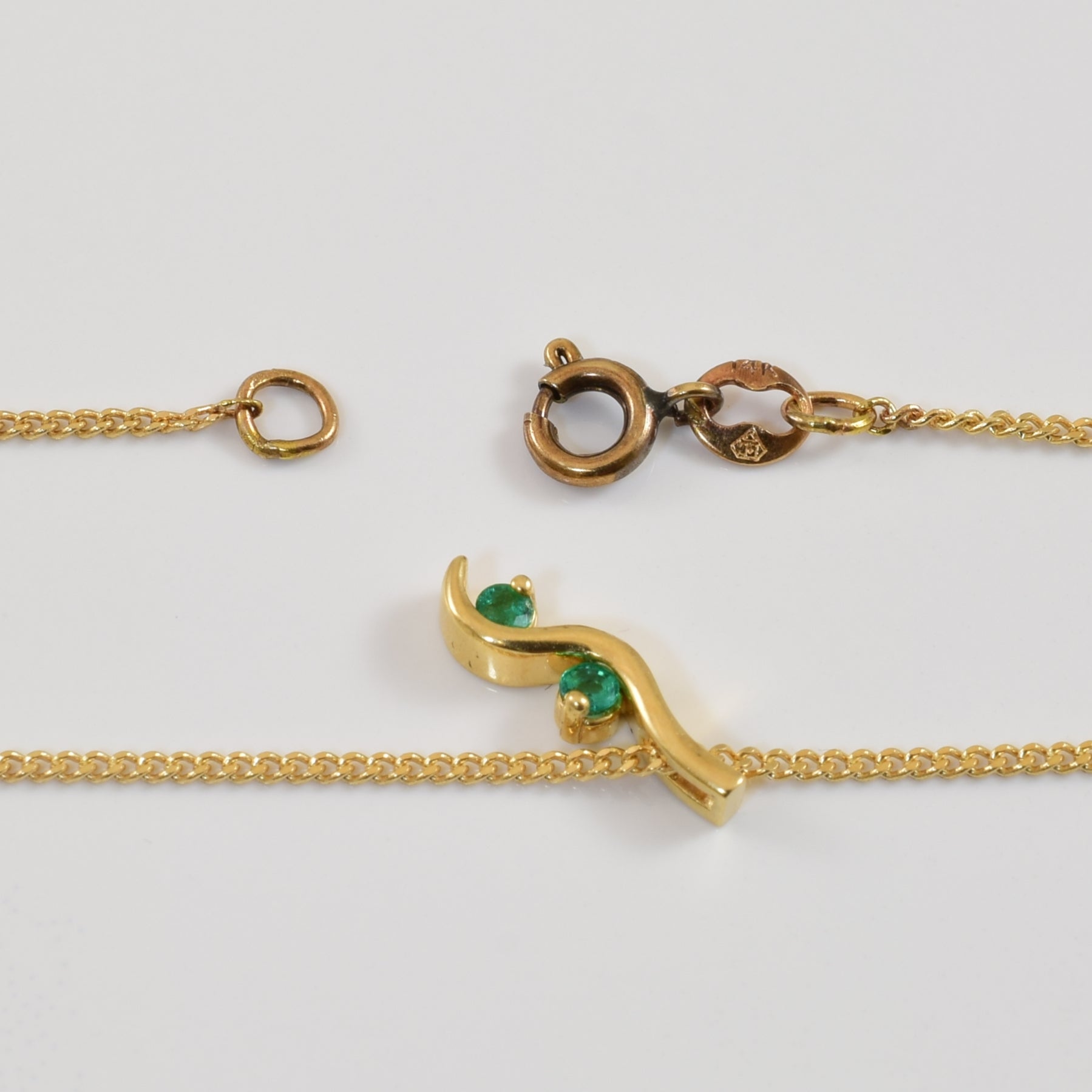 Emerald Bypass Drop Necklace | 0.07ctw | 16