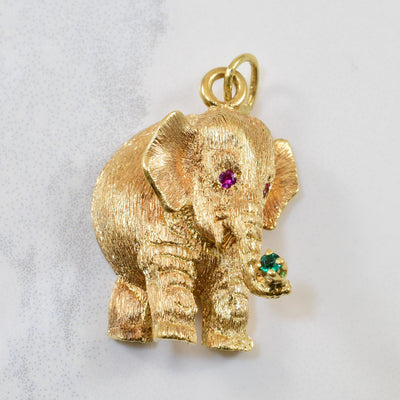Synthetic Ruby Elephant Pendant | 0.03ctw |