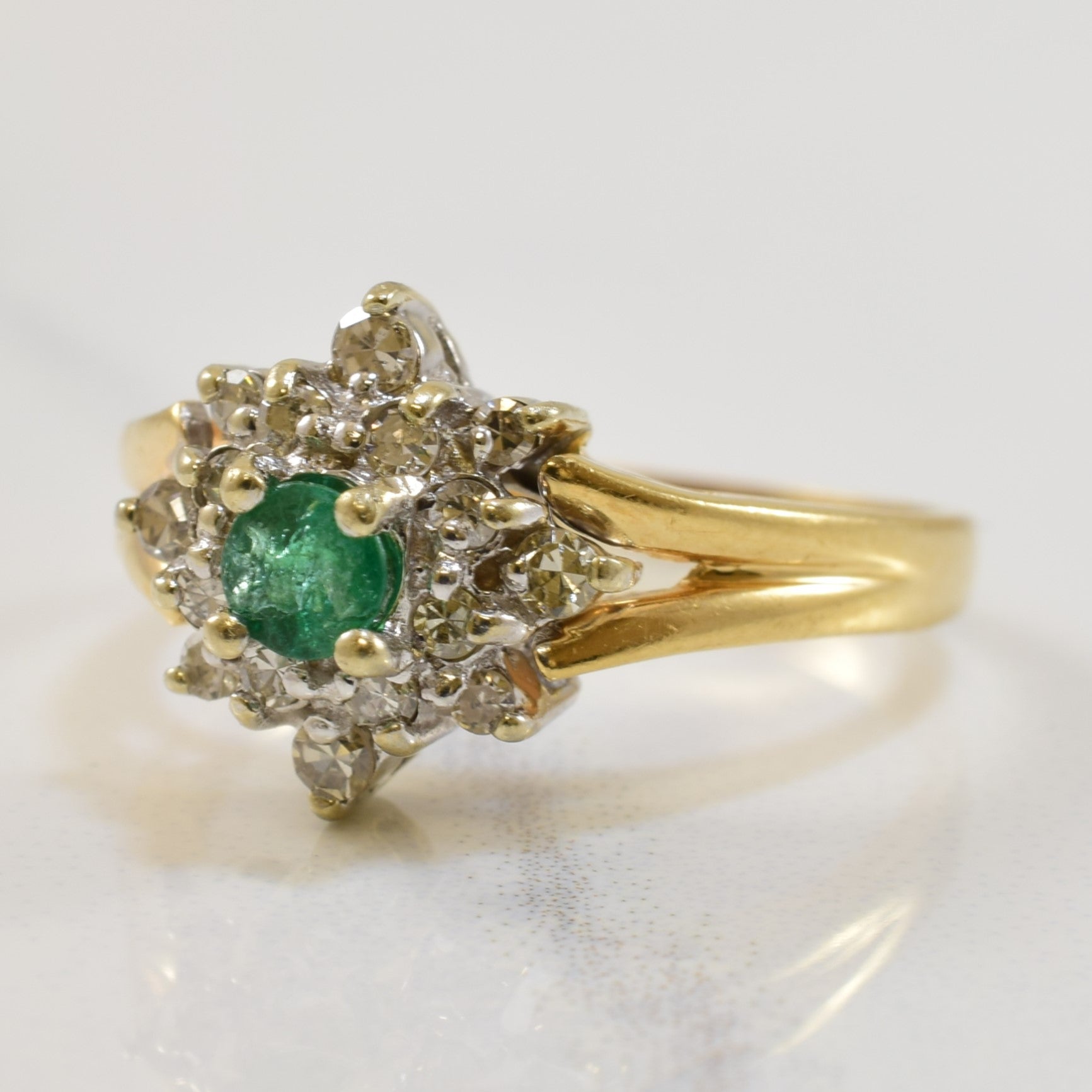 Emerald & Diamond Cluster Ring | 0.20ct, 0.15ctw | SZ 4.75 |