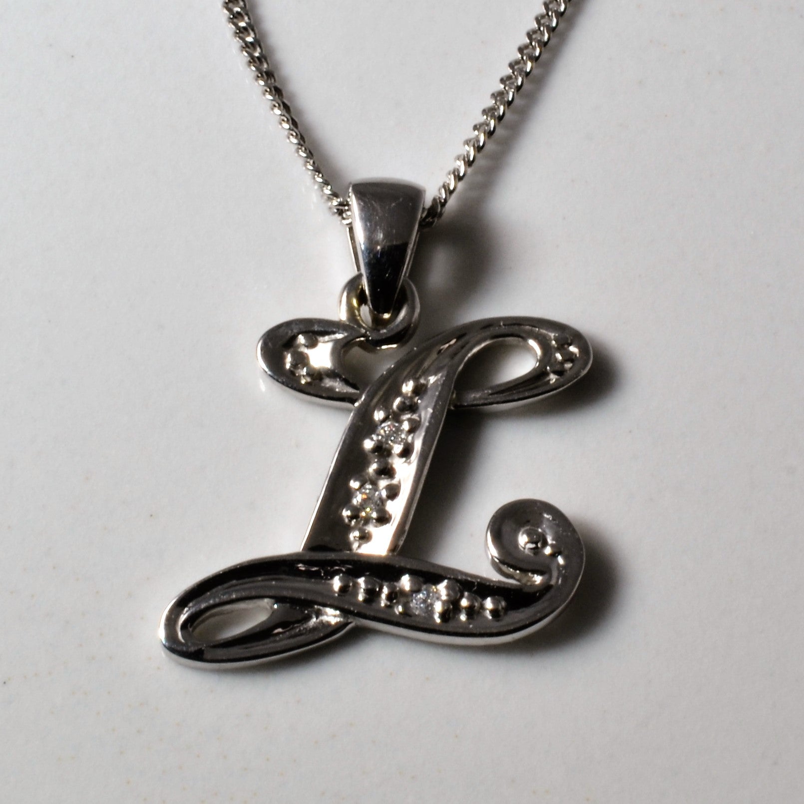 Diamond Letter 'L' Necklace | 0.02ctw |18"|