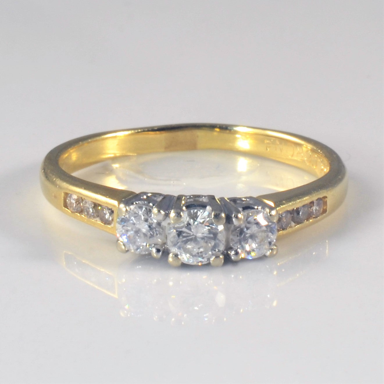 Three Stone Channel Accented Diamond Ring | 0.44ctw | SZ 7.25 |