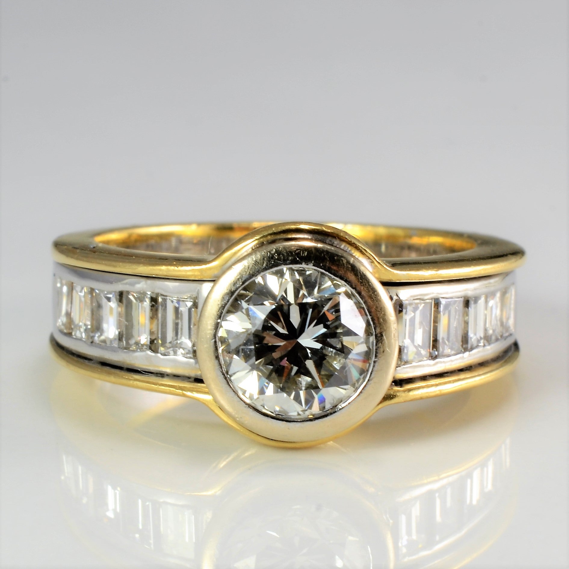 Two Tone Bezel Set Diamond Engagement Ring | 2.00 ctw, SZ 5.75 |