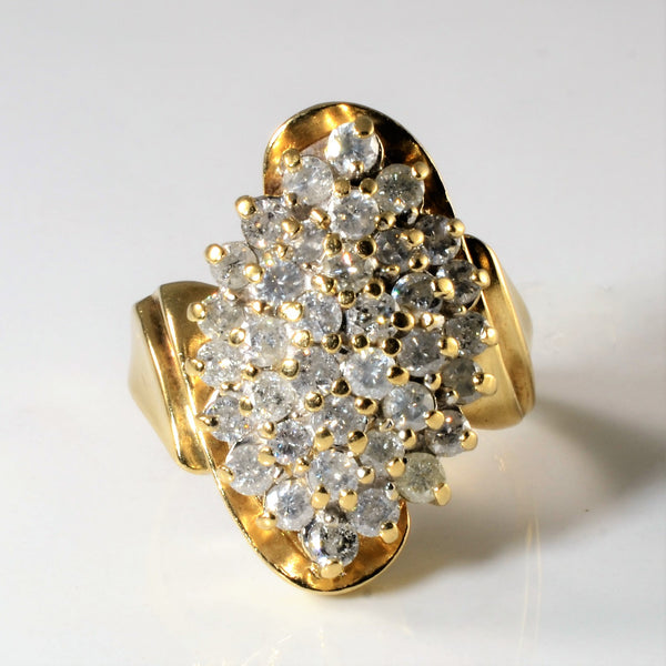 Marquise Shaped Diamond Bypass Cluster Ring | 2.00ctw | SZ 9.25 |
