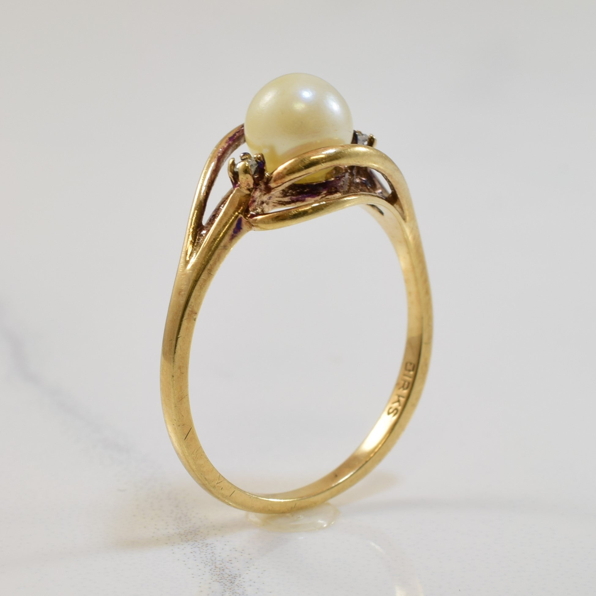 Pearl & Diamond Bypass Ring | 1.38ct, 0.03ctw | SZ 6.25 |