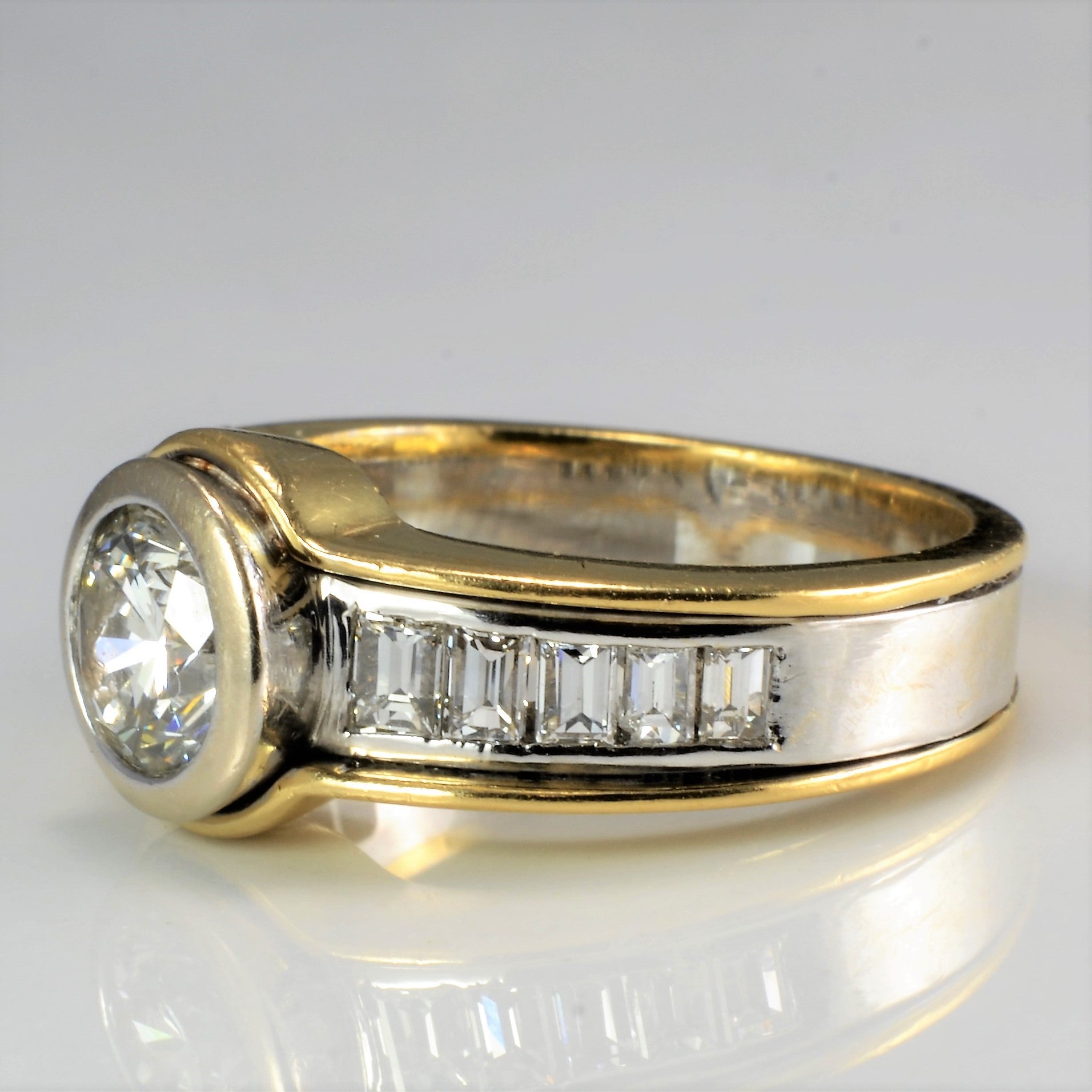 Two Tone Bezel Set Diamond Engagement Ring | 2.00 ctw, SZ 5.75 |