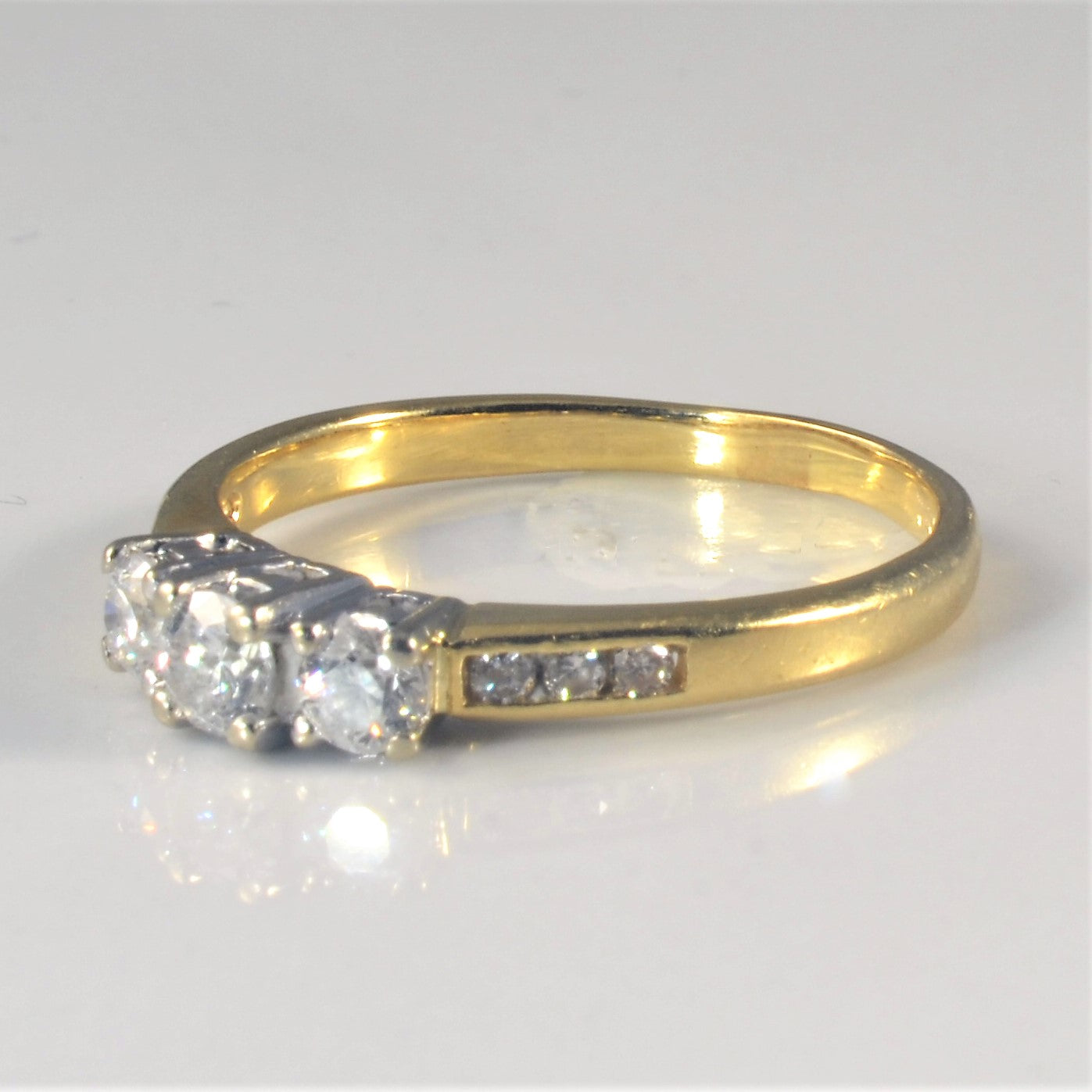 Three Stone Channel Accented Diamond Ring | 0.44ctw | SZ 7.25 |