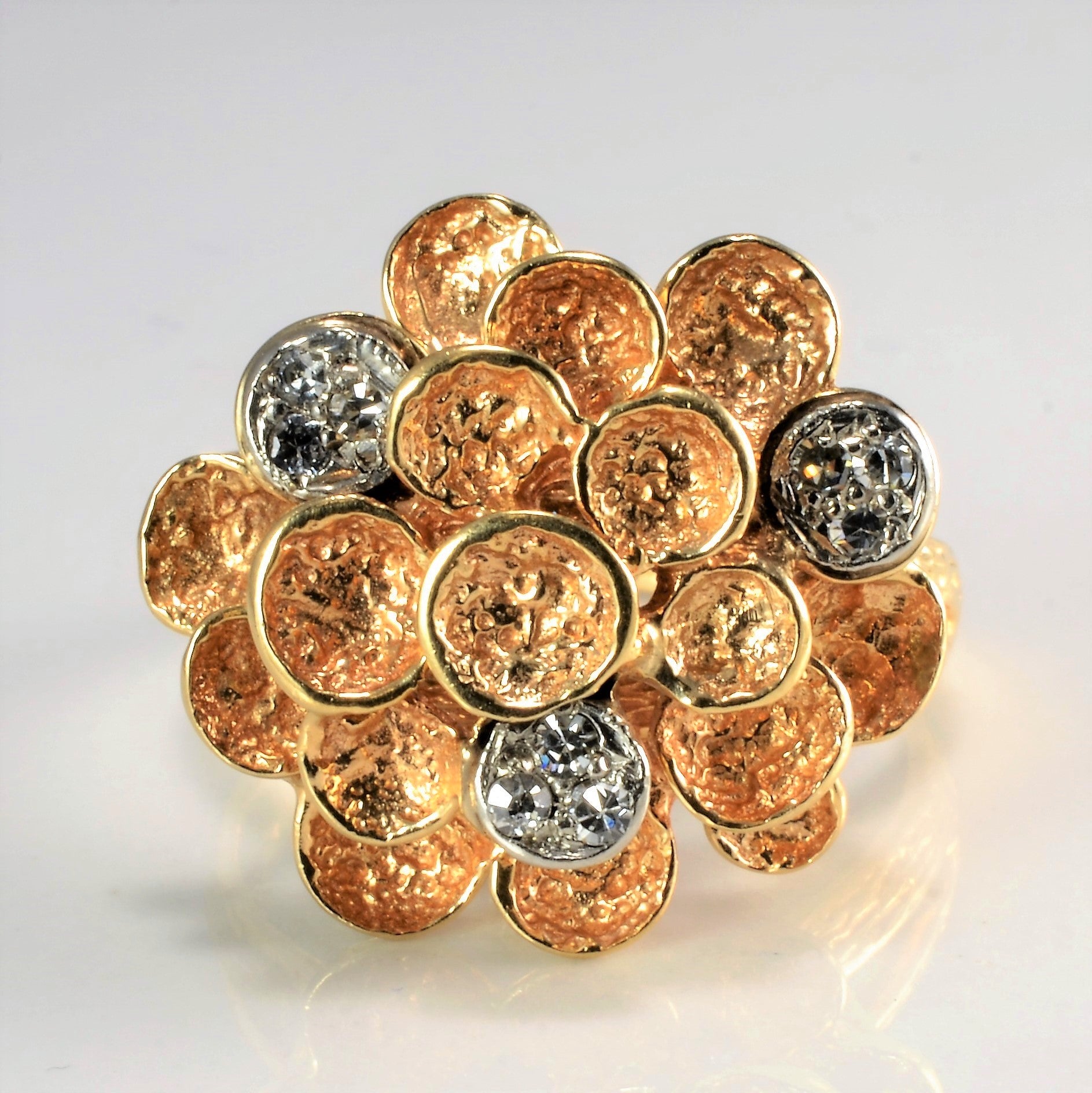 Bague large en diamant à anneau fendu texturé | 0,09 ct, taille 8,75 | 