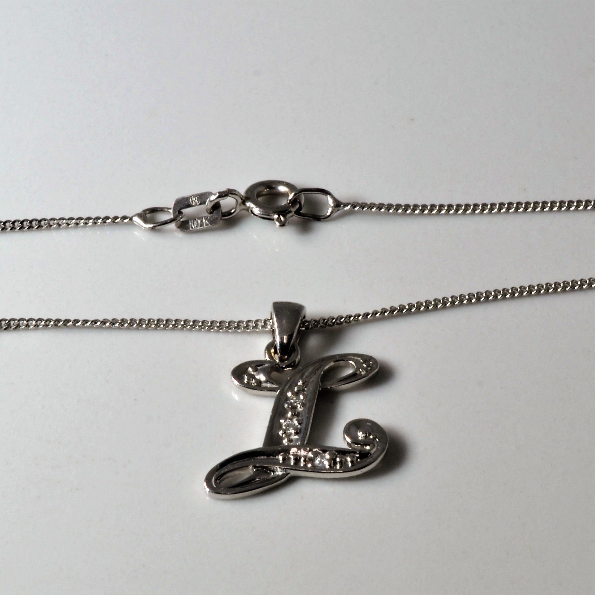Diamond Letter 'L' Necklace | 0.02ctw |18"|