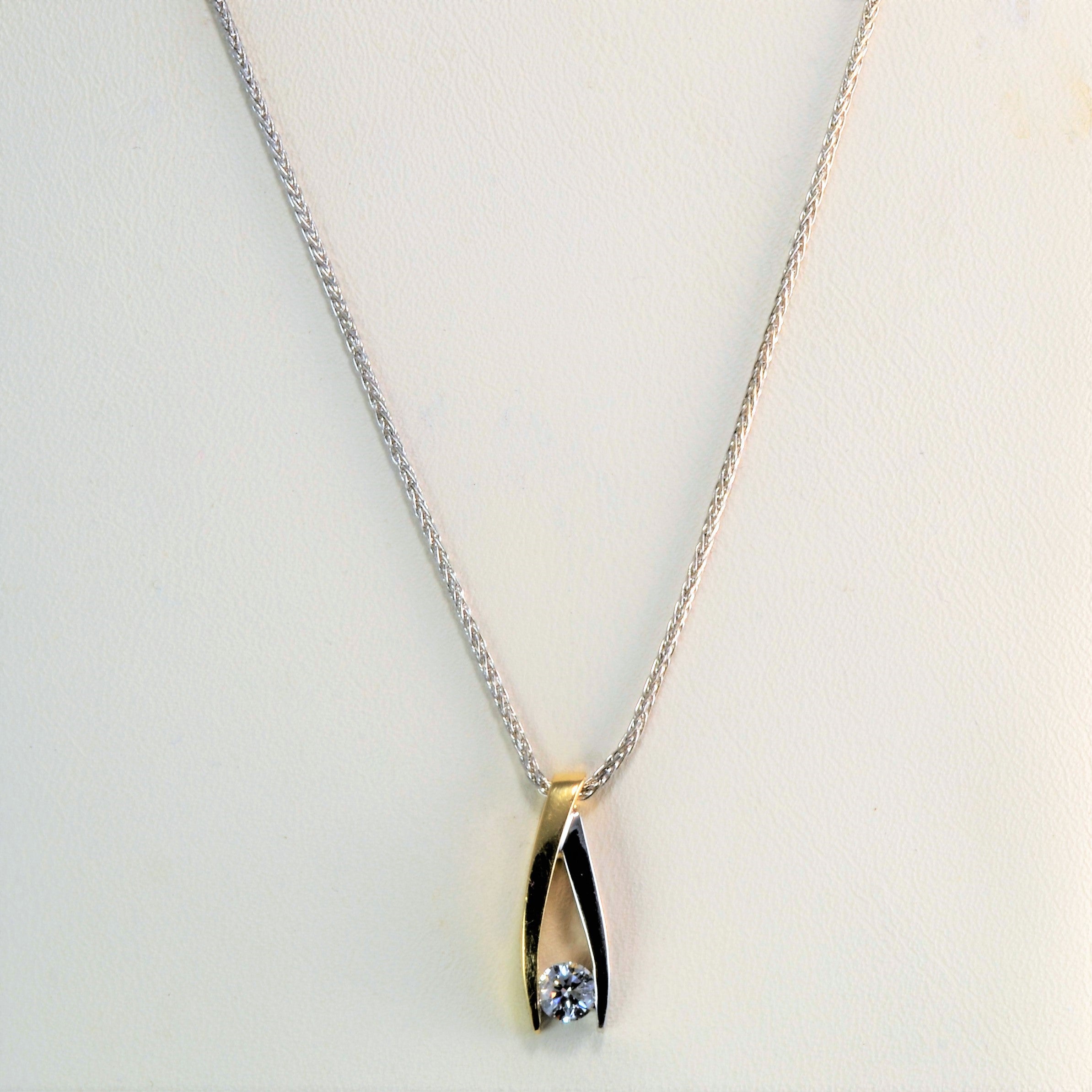 Tension Set Diamond Pendant Necklace | 0.20 ct, 18''|