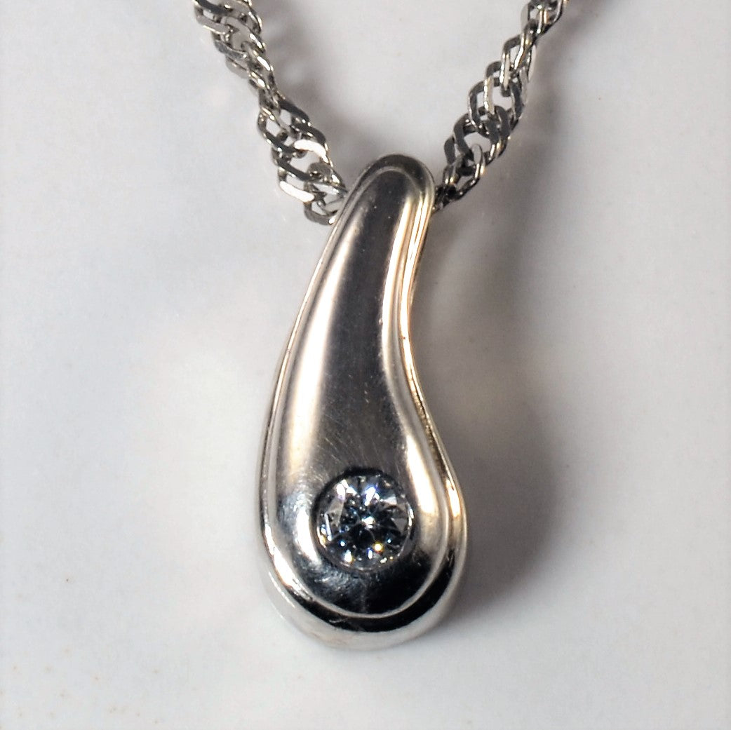 Flush Set Diamond Drop Necklace | 0.15ct | 16" |